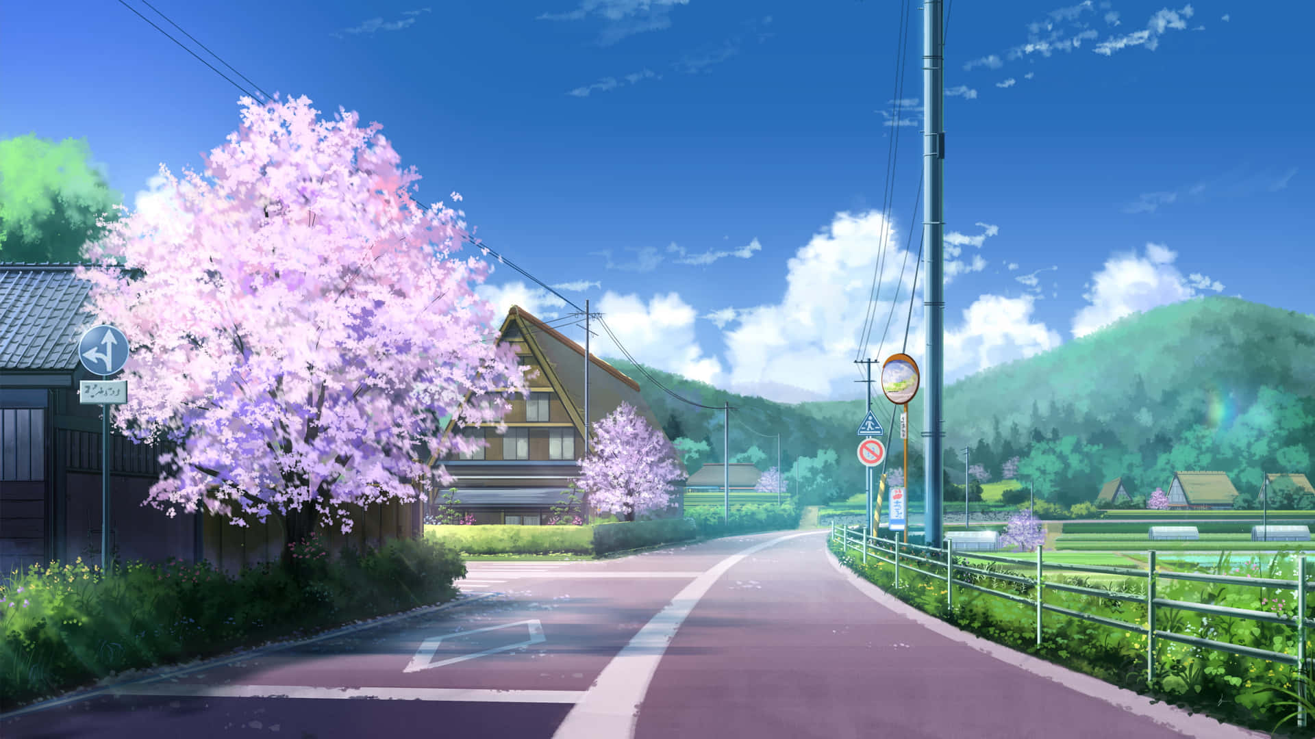 Fondo de Cerezos en Flor Anime