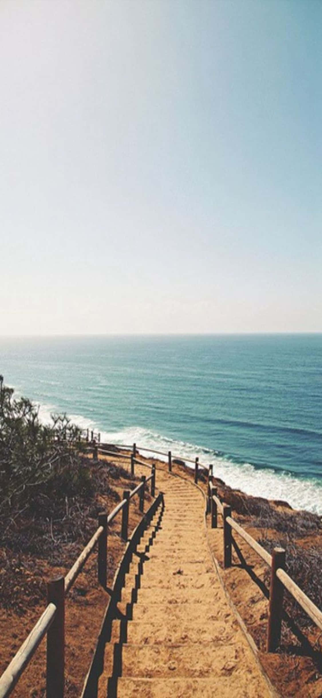 Fondo de Camino Escalonado en Playa para iPhone XS Fondos de pantalla