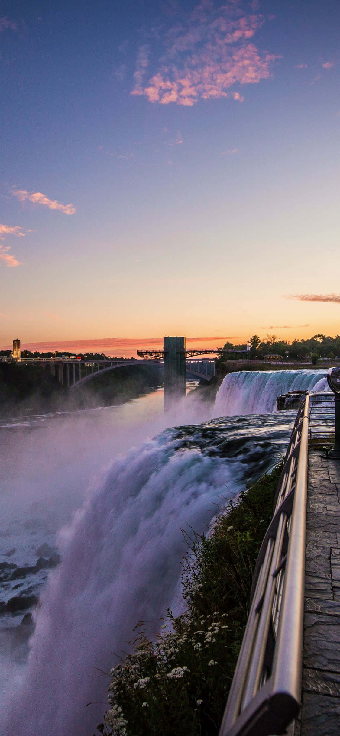 Fondo de Cielo al Atardecer en las Cataratas del Niágara para iPhone X Fondos de pantalla
