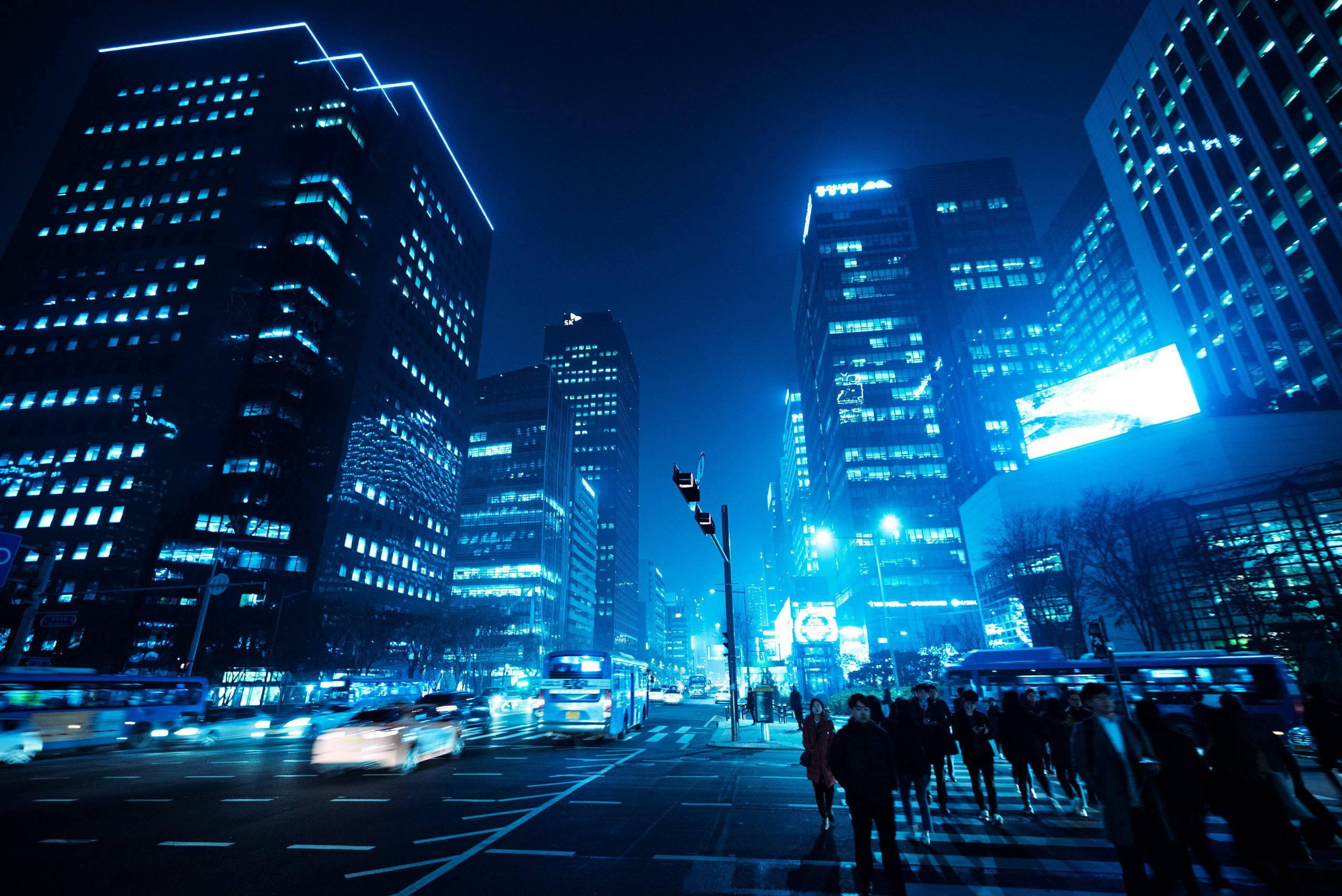 Fondo de Ciudad Estética Azul Neón Fondos de pantalla