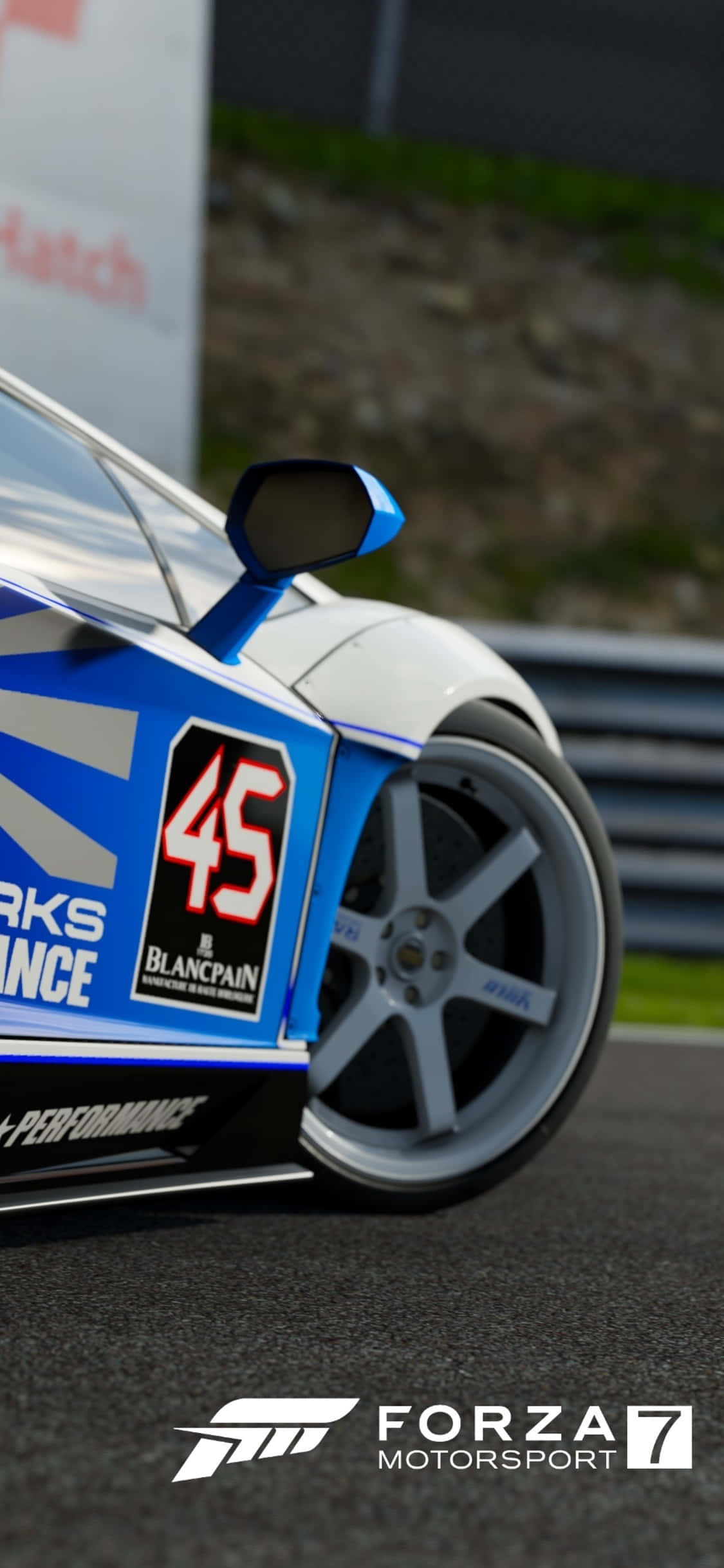 Fondo de coche blanco y azul para iPhone X con Forza Motorsport 7 Fondos de pantalla
