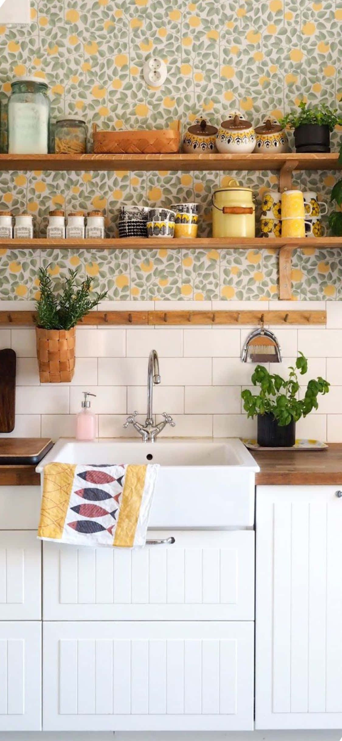 Fondo de cocina para iPhone X con tapete de peces Fondos de pantalla