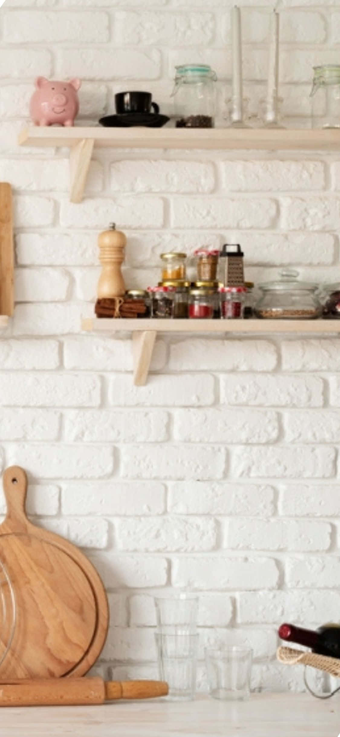 Fondo de Cocina con Ladrillo Revestido Blanco para iPhone X Fondos de pantalla