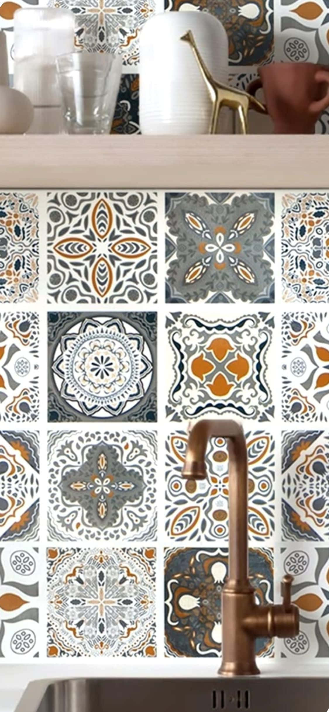 Fondo de cocina con calcomanía de azulejos para iPhone X Fondos de pantalla
