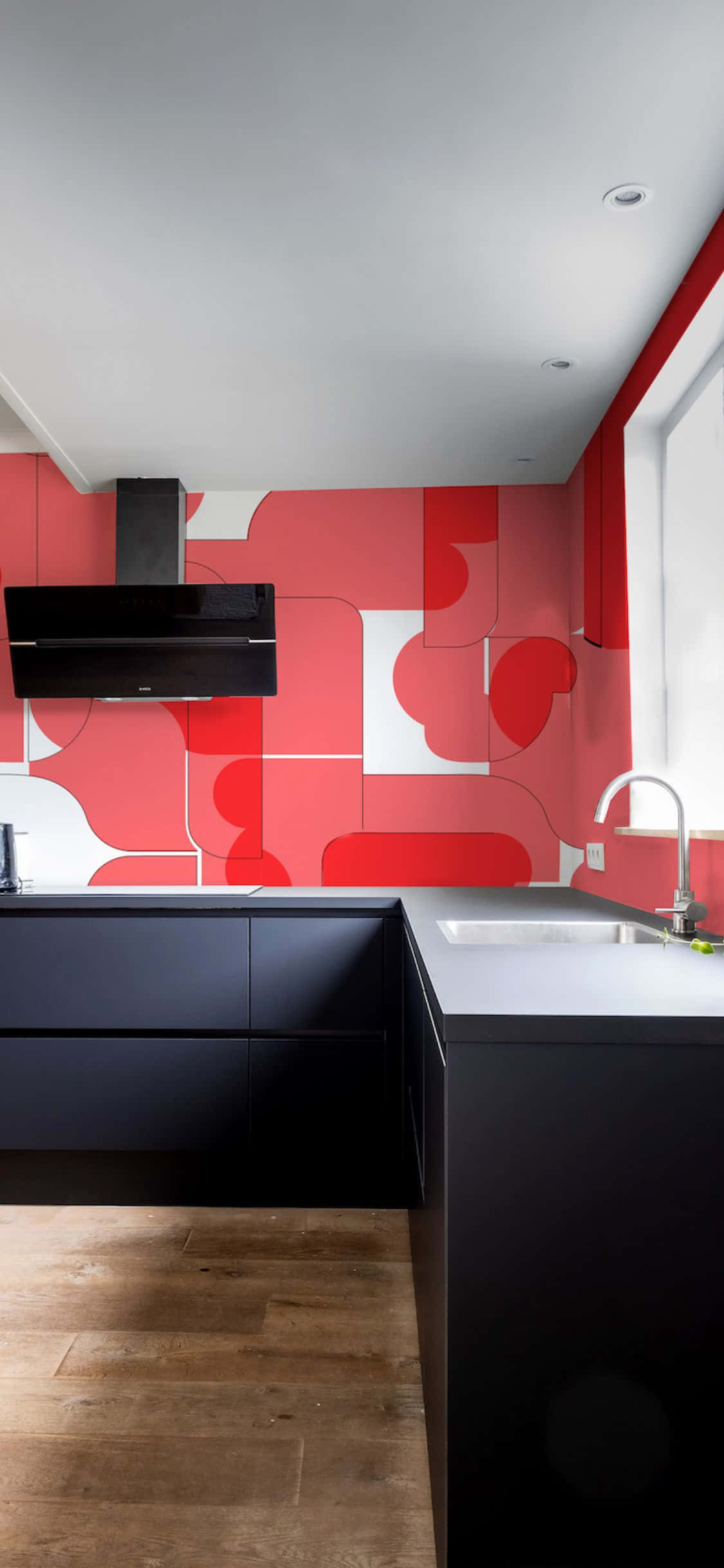 Fondo de Cocina con Diseño Abstracto Rojo para iPhone Xs Fondos de pantalla
