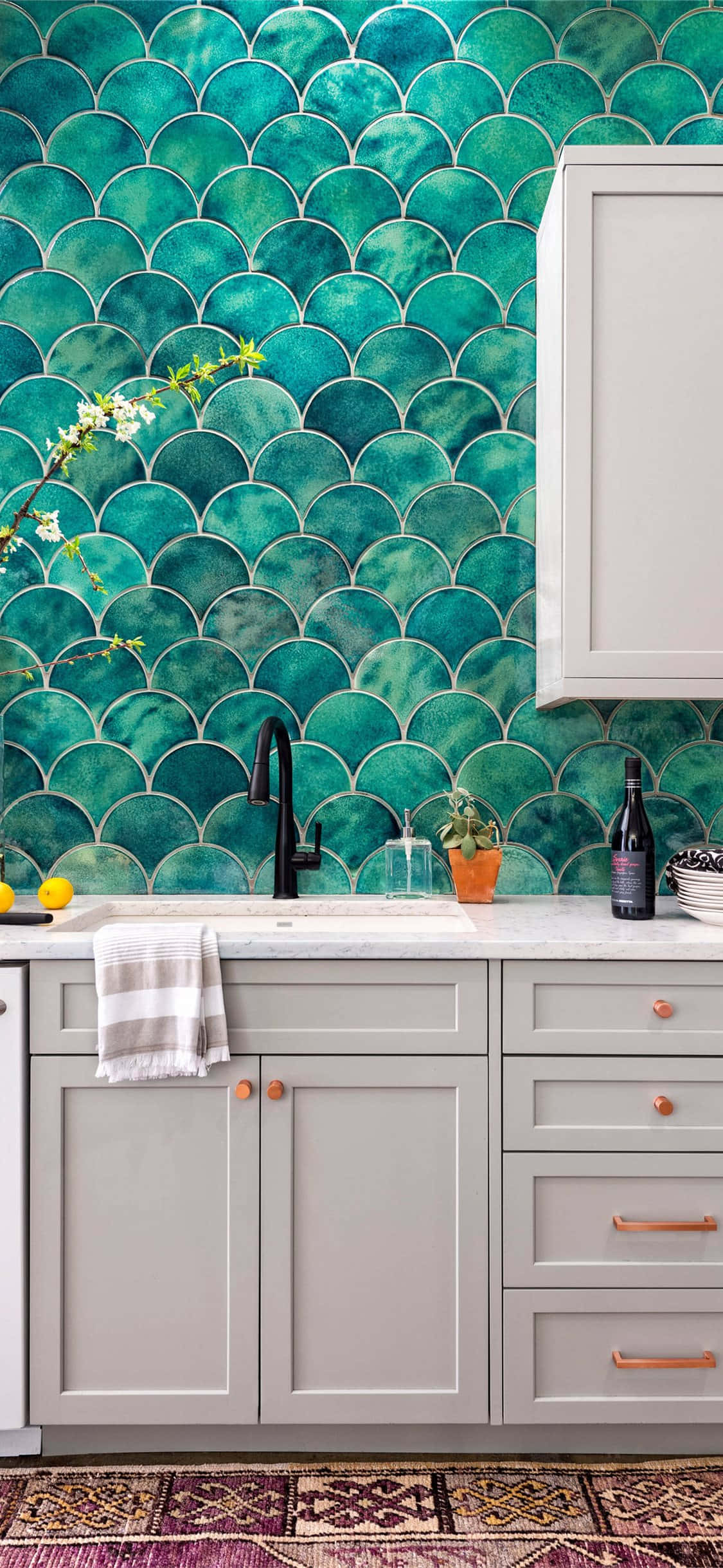 Fondo de Cocina con Pared Cerámica Escamada para iPhone XS Fondos de pantalla