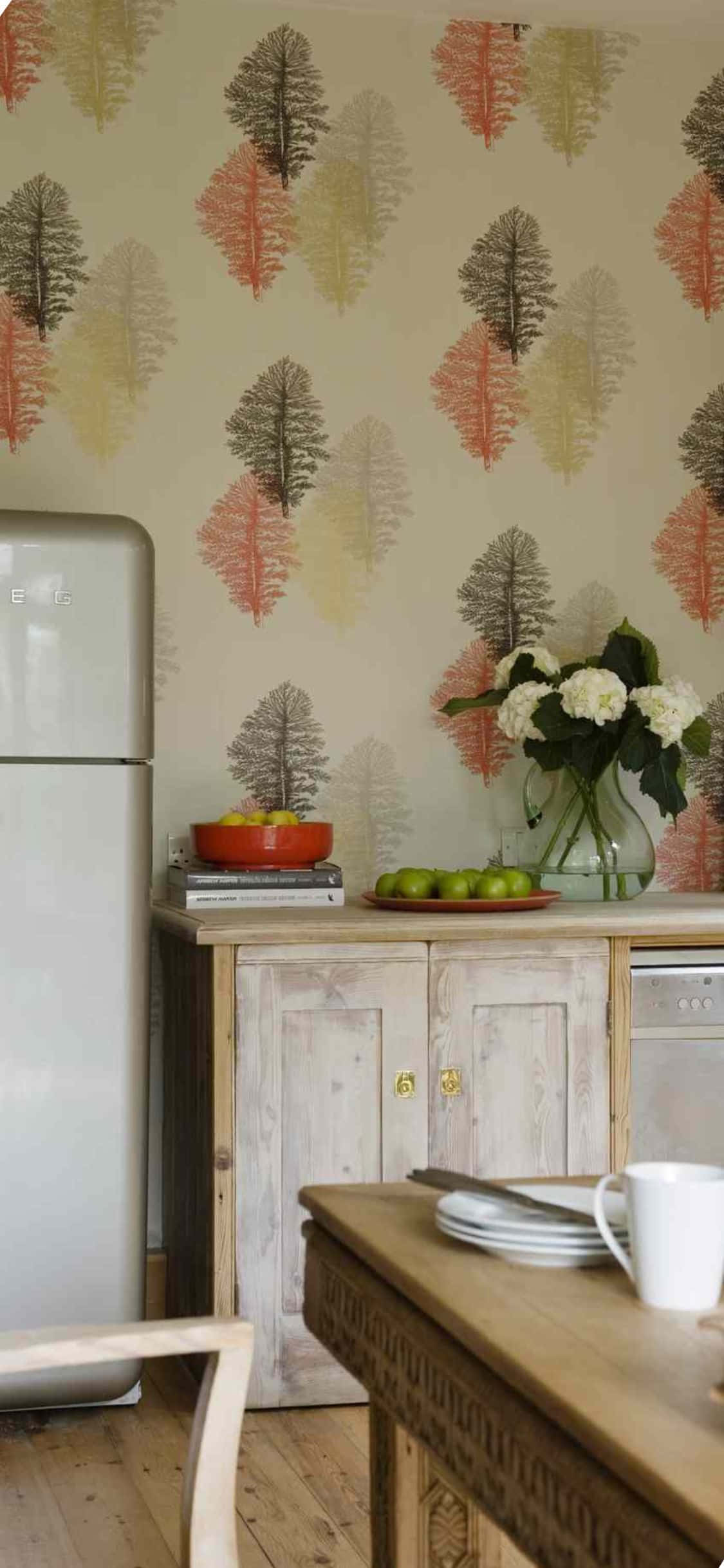 Fondo de Cocina con Pared de Hojas para iPhone X Fondos de pantalla