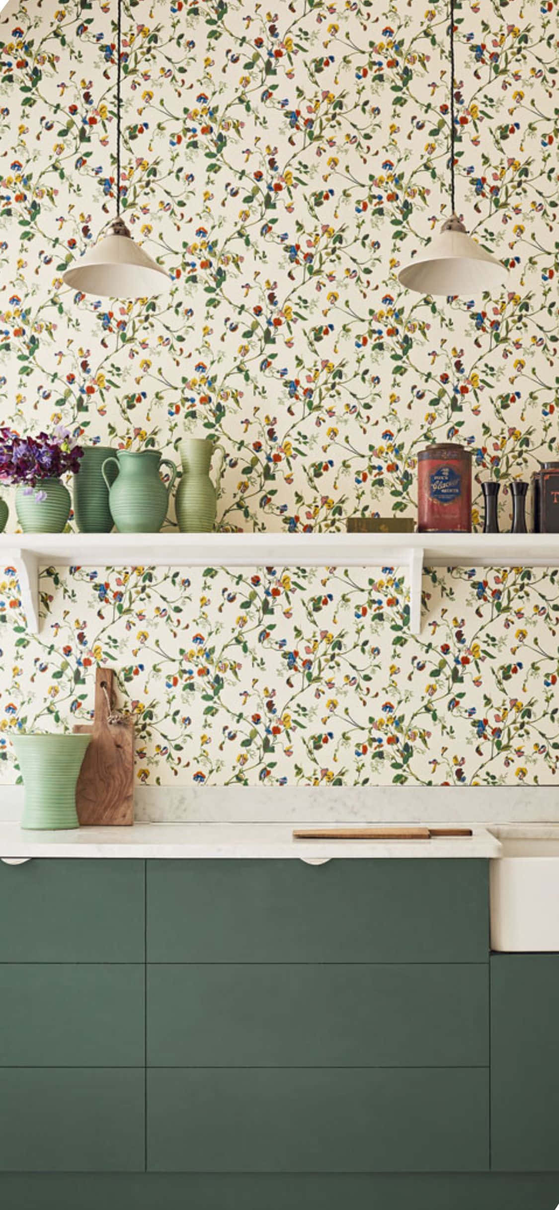 Fondo de cocina iPhone X con armario verde Fondos de pantalla