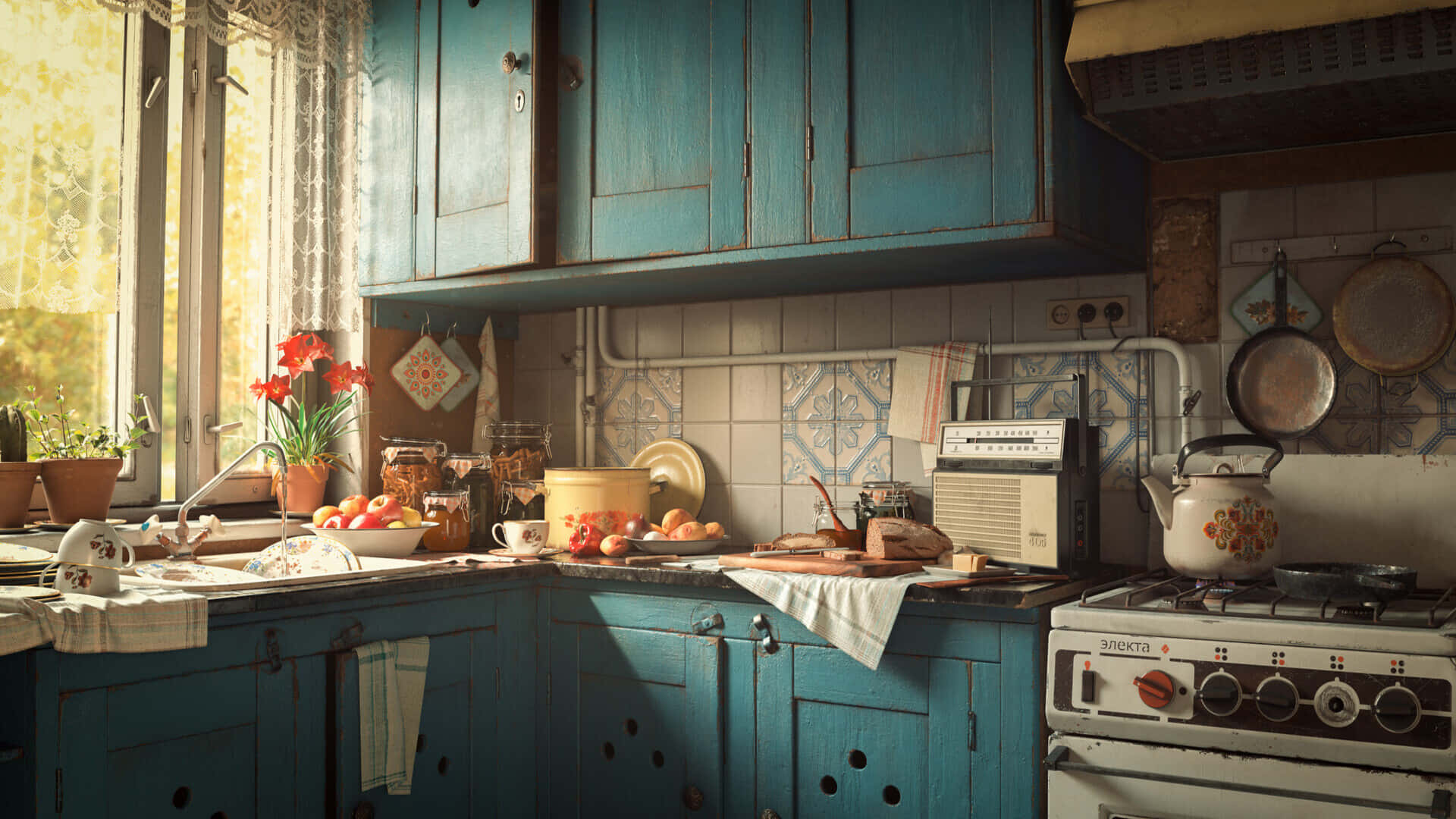 Fondo de Cocina Cottage Core 1920x1080 Fondos de pantalla