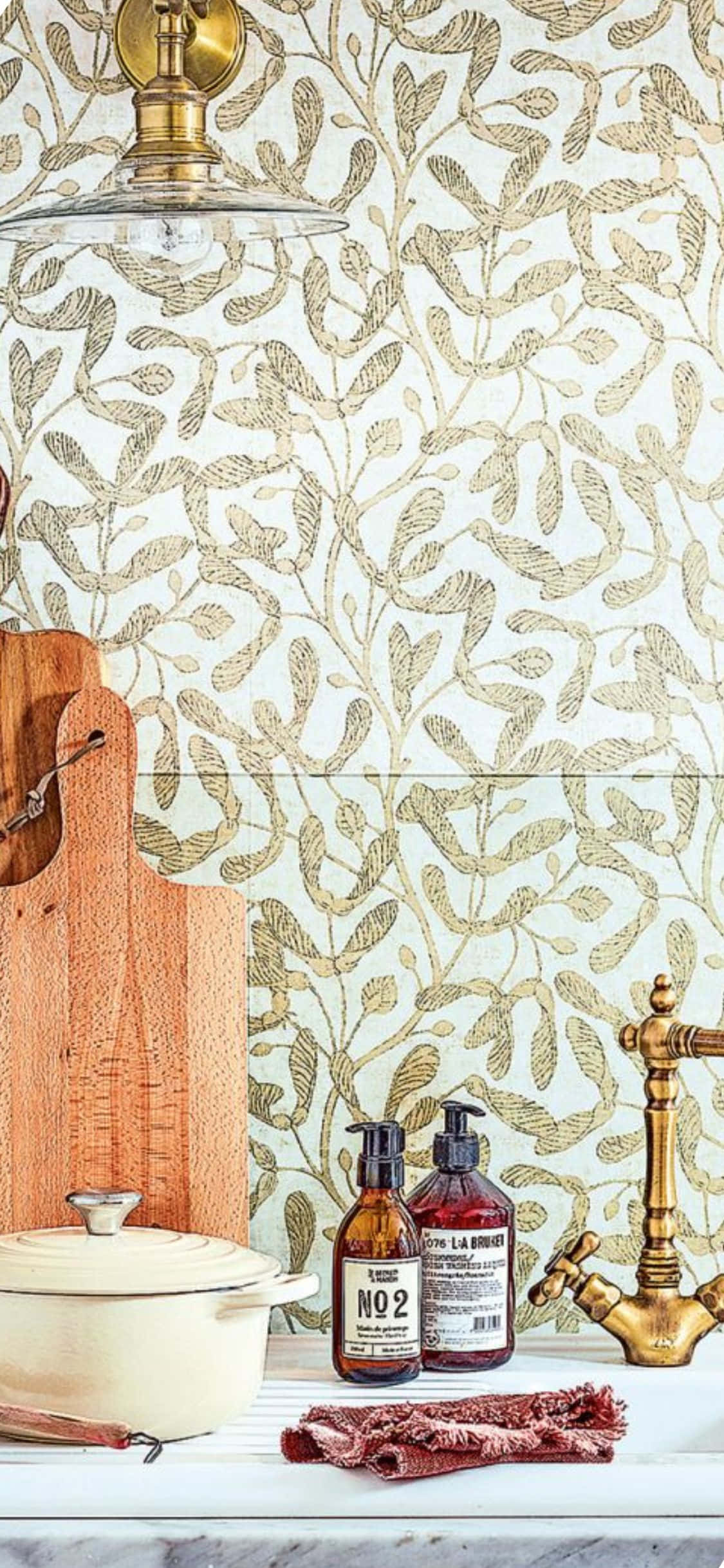 Fondo de cocina vintage con hojas para iPhone X Fondos de pantalla