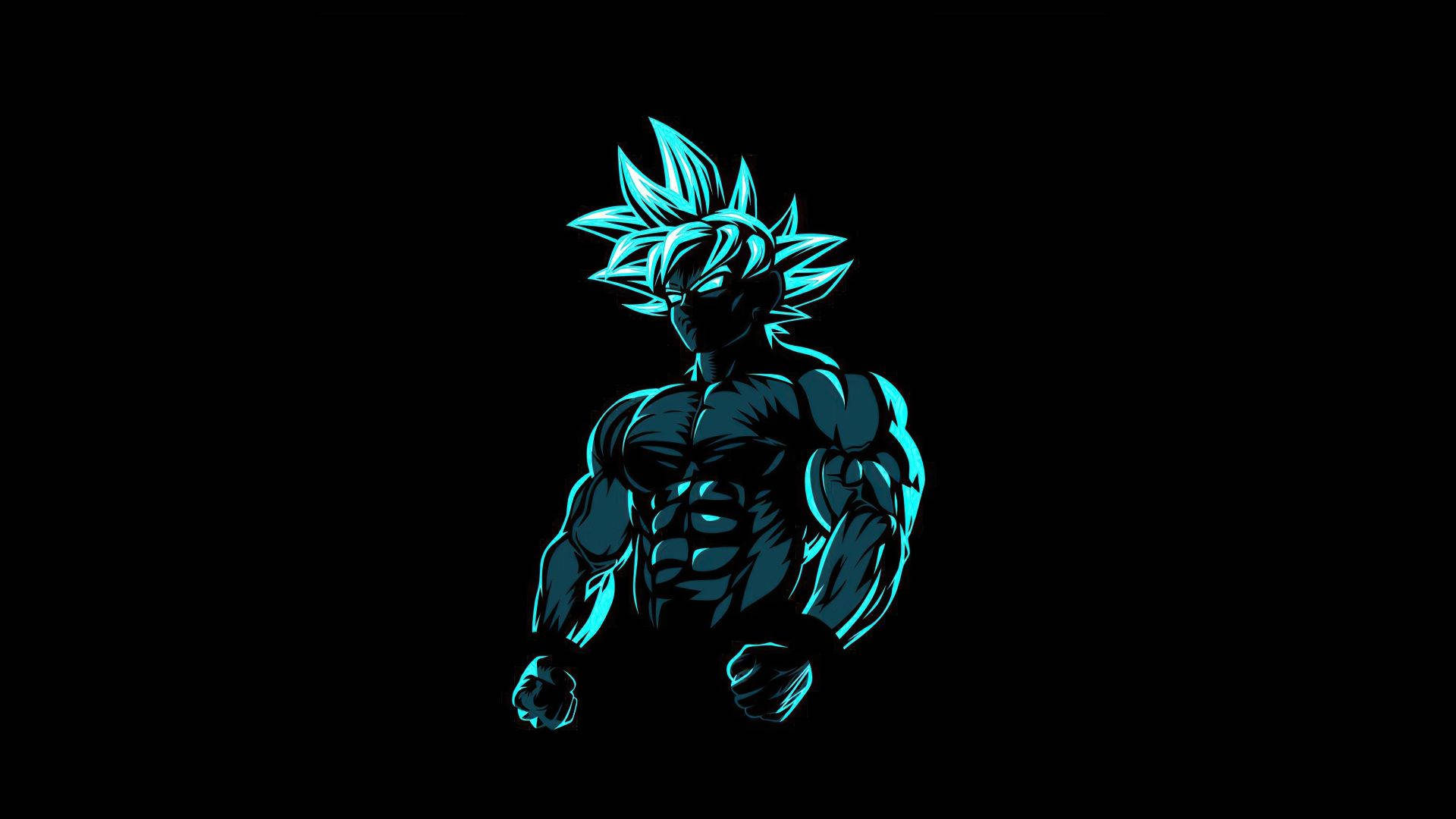 Fondo de escritorio oscuro de Goku con estética anime