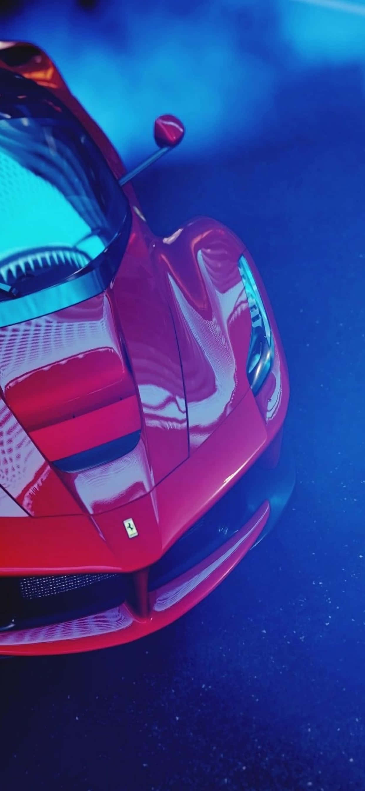 Fondo de Ferrari Max para iPhone Xs Max con Ferrari rojo brillante cubierto de humo azul Fondos de pantalla