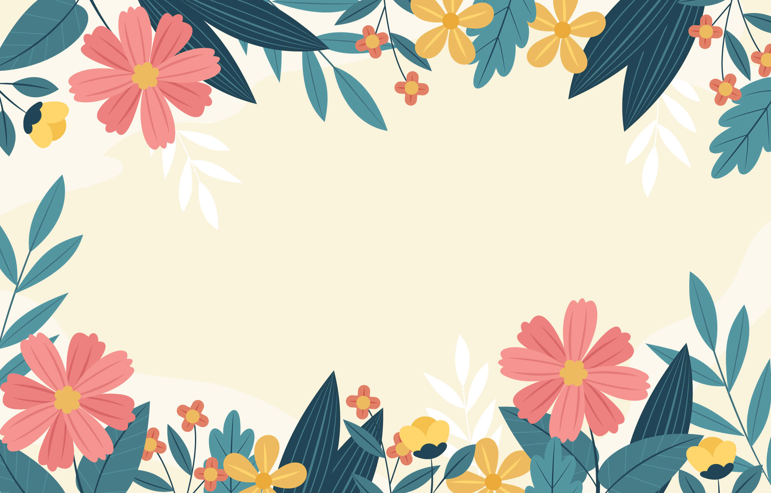 Fondo de Flores Primaverales: Narcisos Amarillos y Flores Rosa Coral Fondos de pantalla