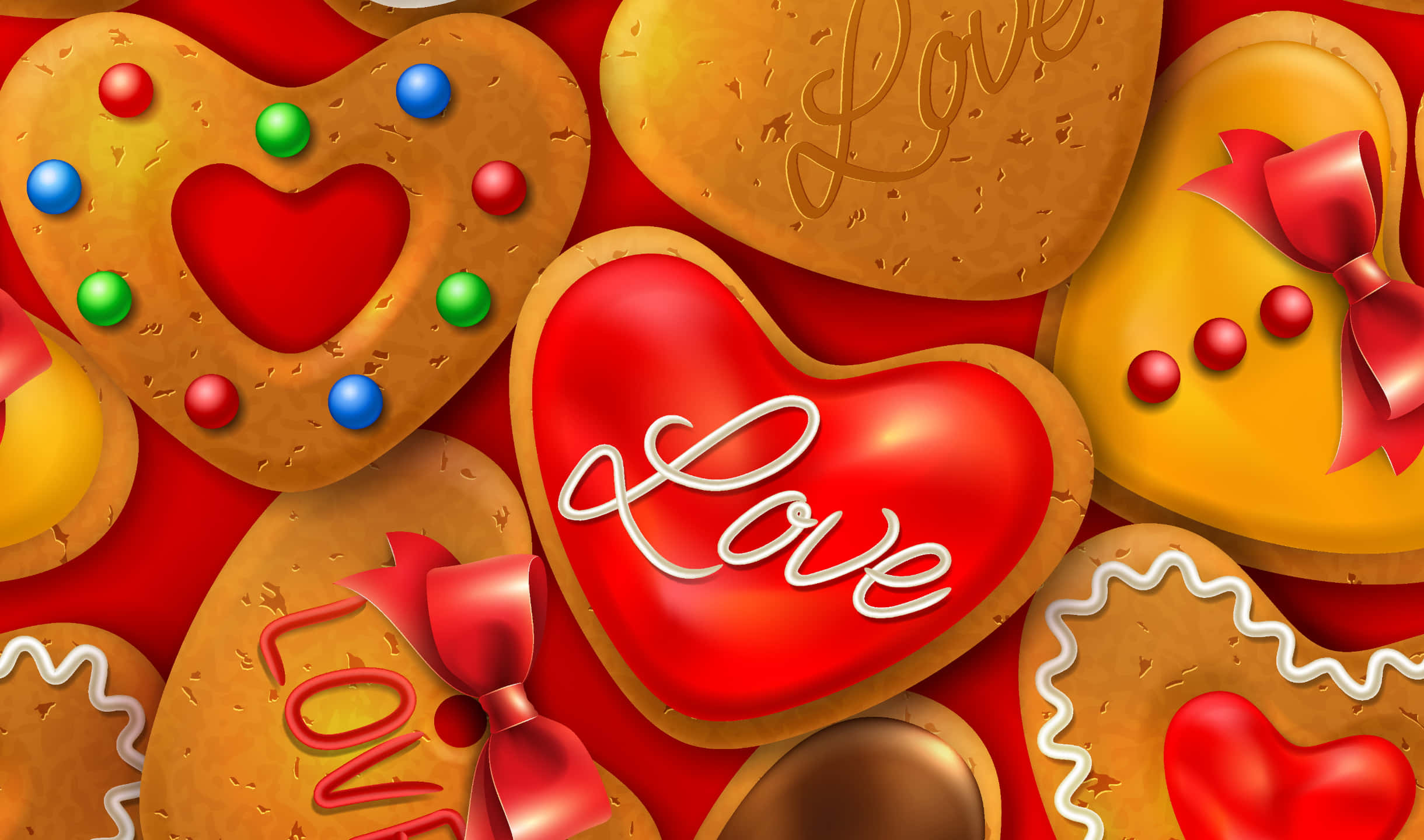 Fondo de Galletas 2440x1440 para San Valentín Fondos de pantalla