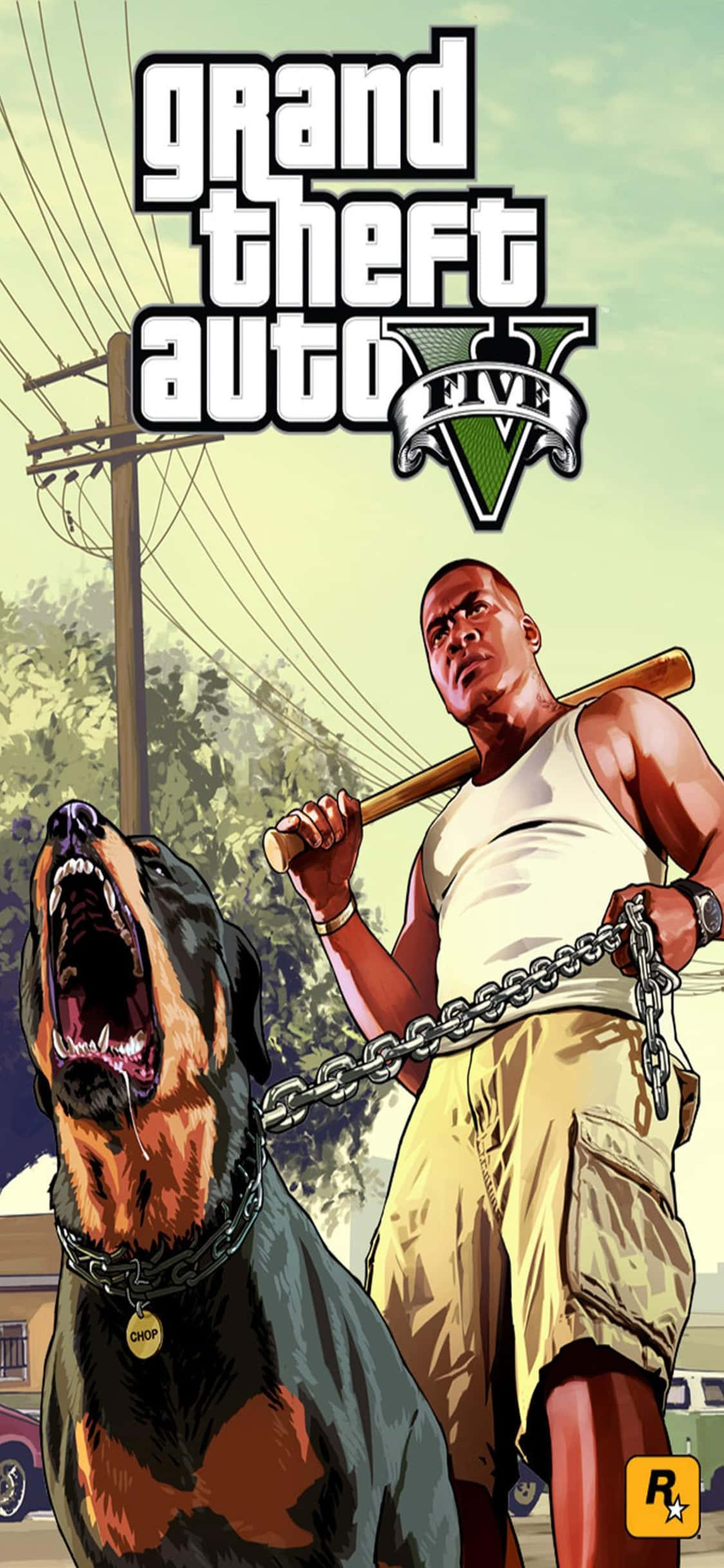 Fondo de Grand Theft Auto V para iPhone X con Franklin y Chop Fondos de pantalla