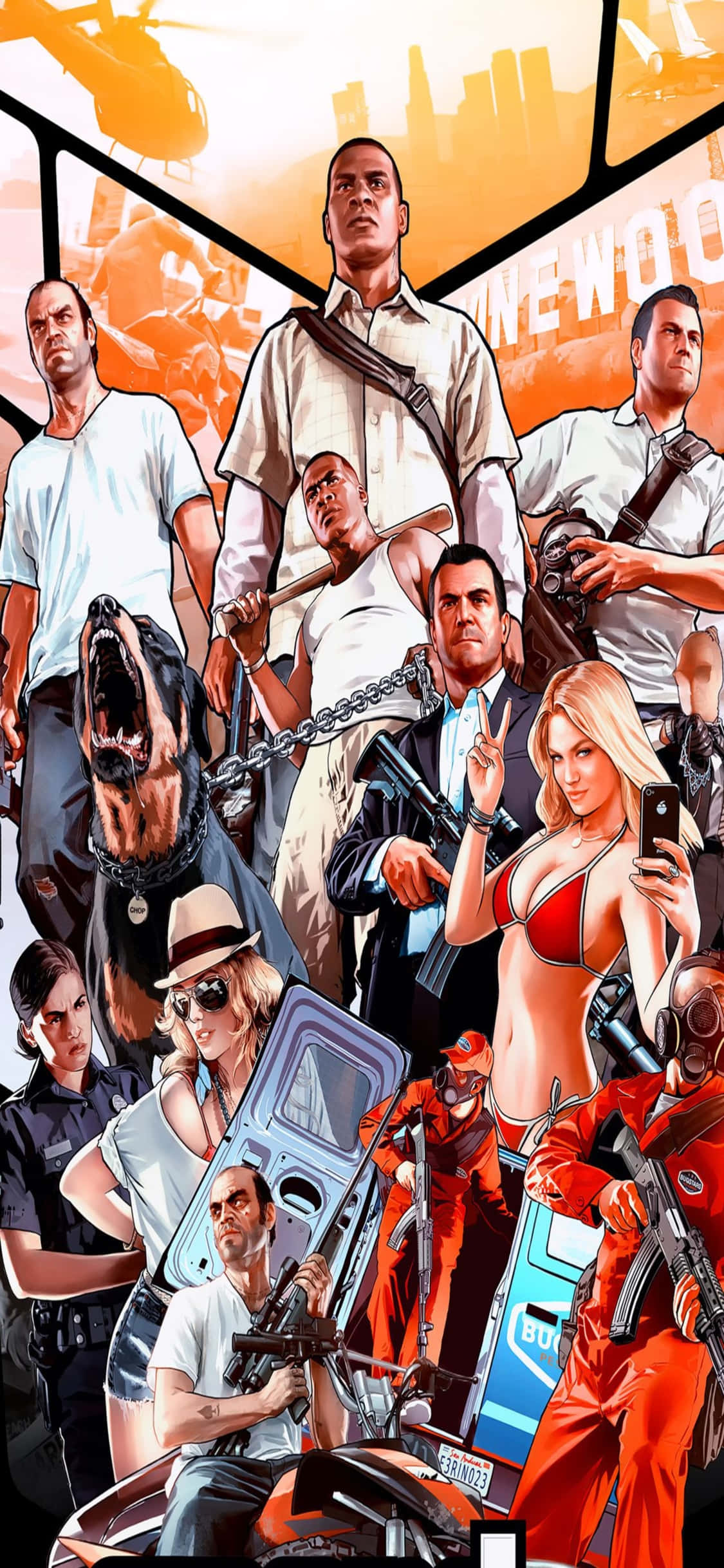 Fondo de Grand Theft Auto V para iPhone X y el personaje Fondos de pantalla