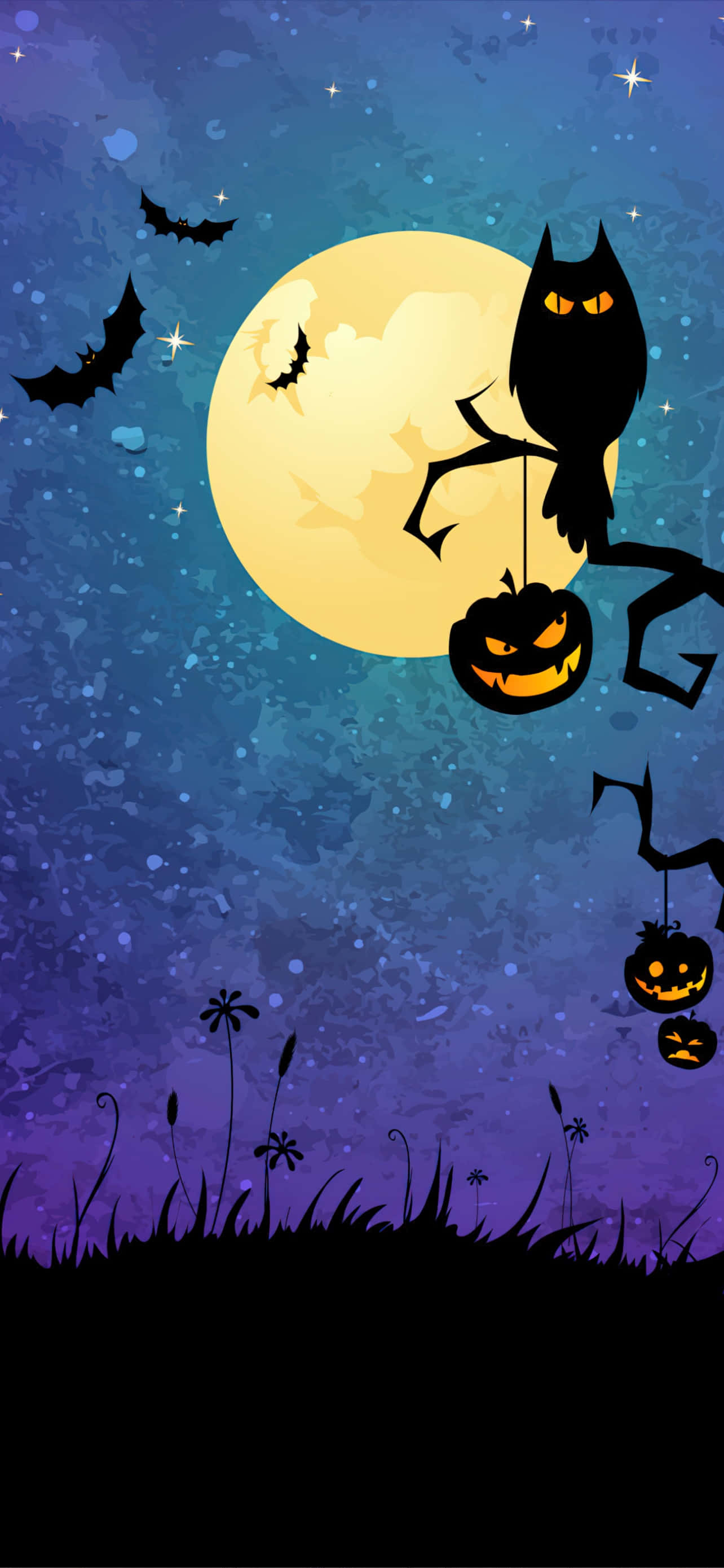 Fondo de Halloween para iPhone con murciélagos y luna escalofriantes Fondos de pantalla