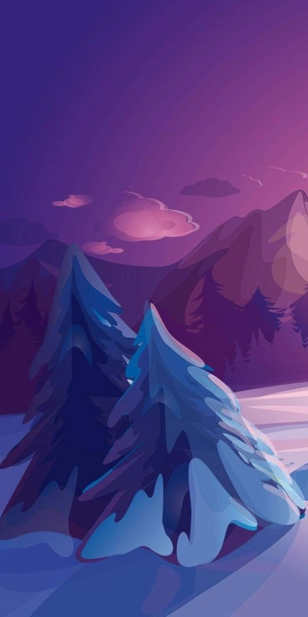 Fondo de Invierno para Pixel 3 con Dibujo de Árboles Nevados Fondos de pantalla