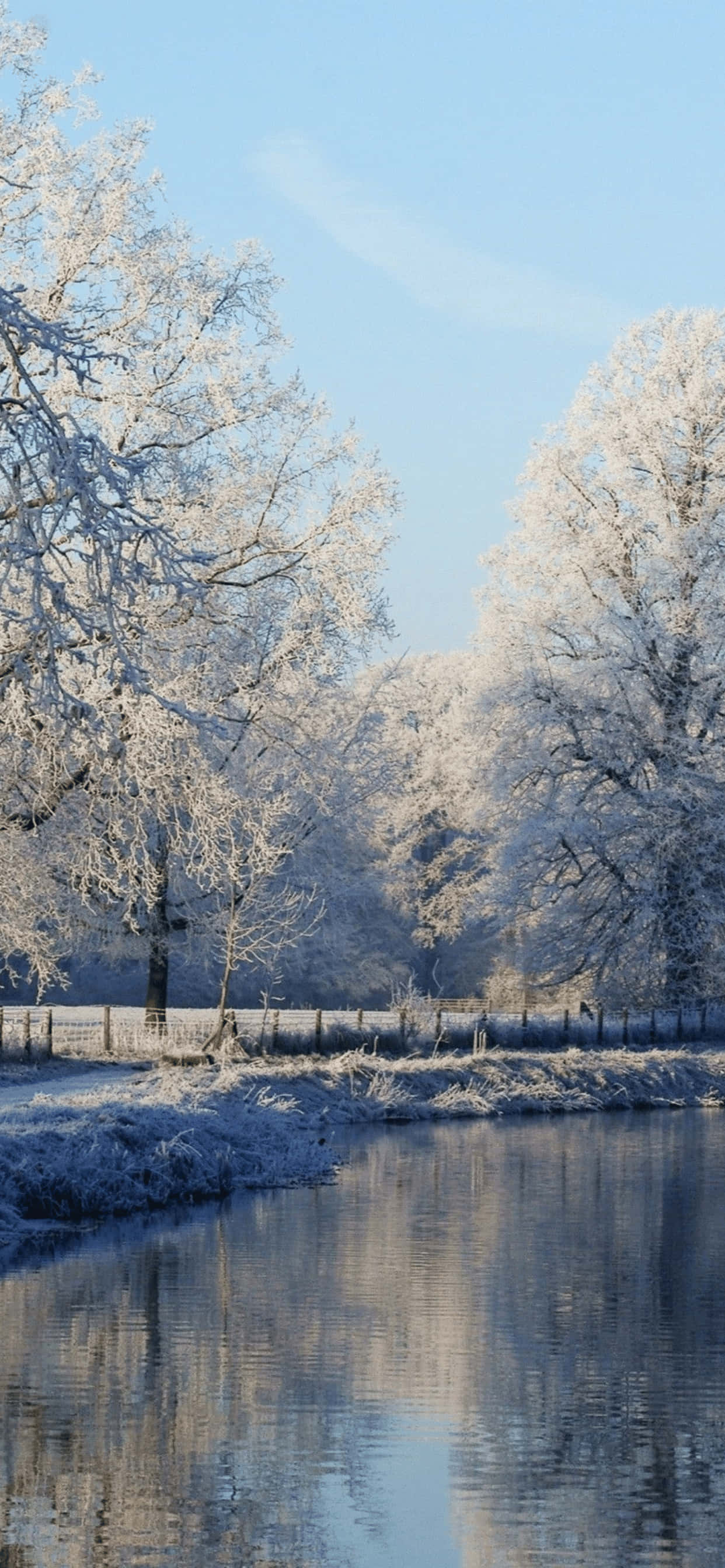 Fondo de Invierno de Río Tranquilo para iPhone XS Max Fondos de pantalla