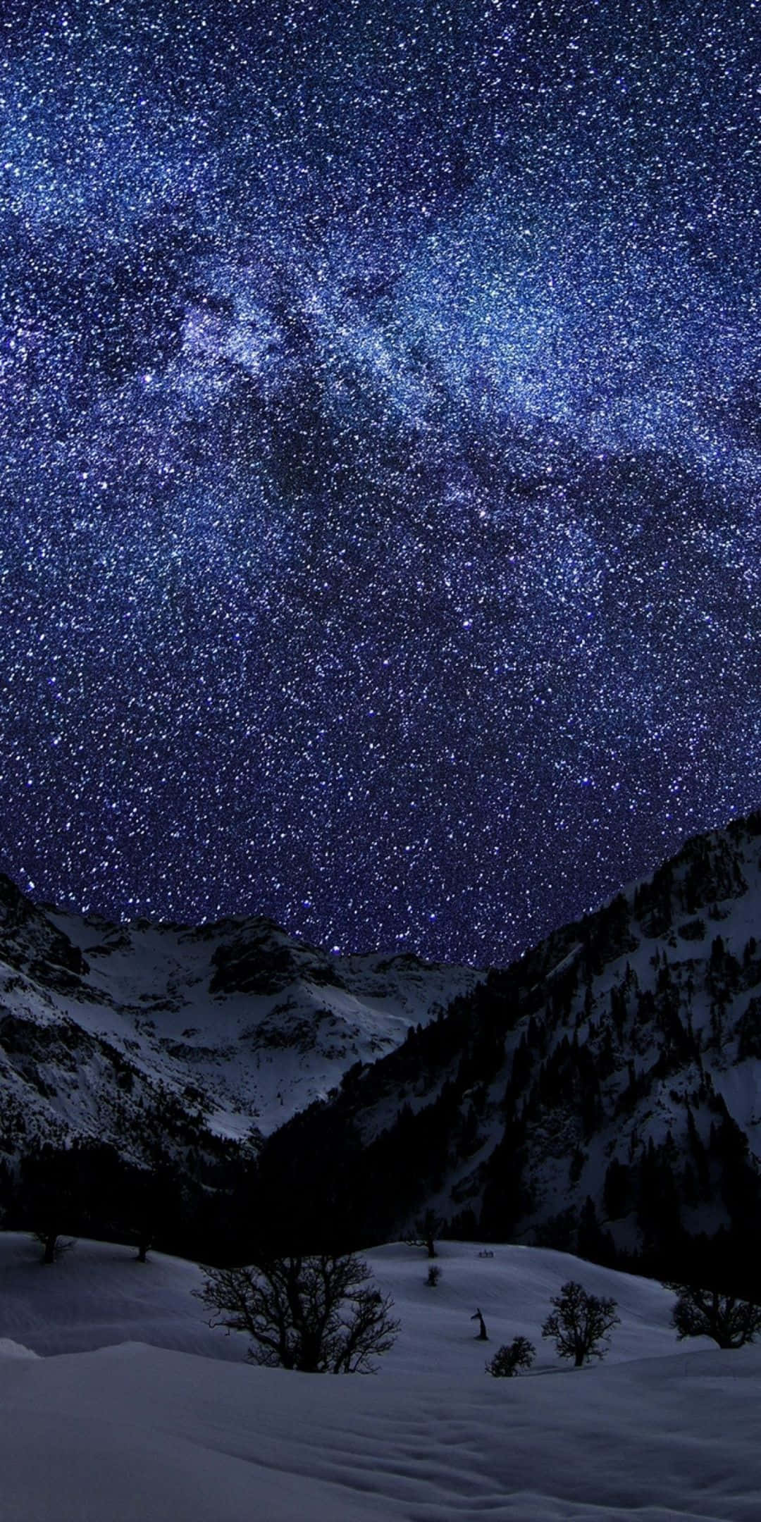 Fondo de Invierno Pixel 3 Montañas y Cielo Estrellado Fondos de pantalla