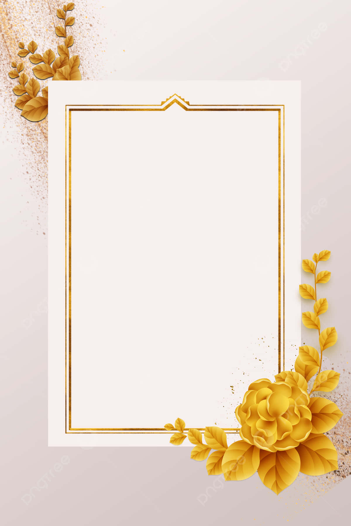 Fondo de Invitación de Boda con Marco Dorado y Flores Fondos de pantalla