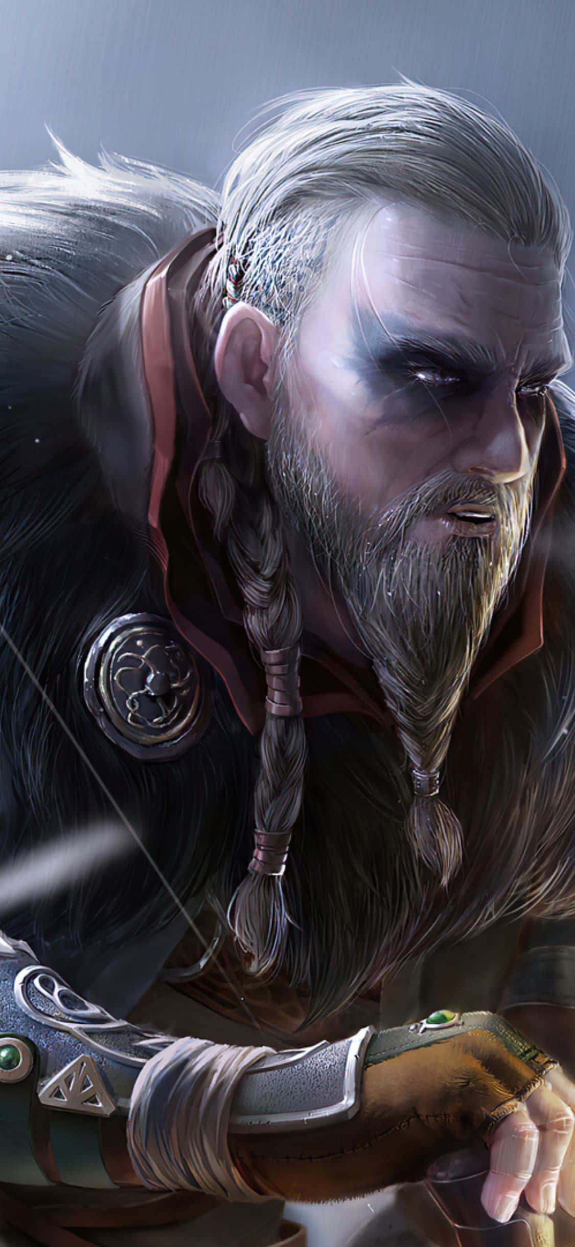 Fondo de iPhone Xs Assassin's Creed Valhalla con pintura de fanart de Eivor Fondos de pantalla