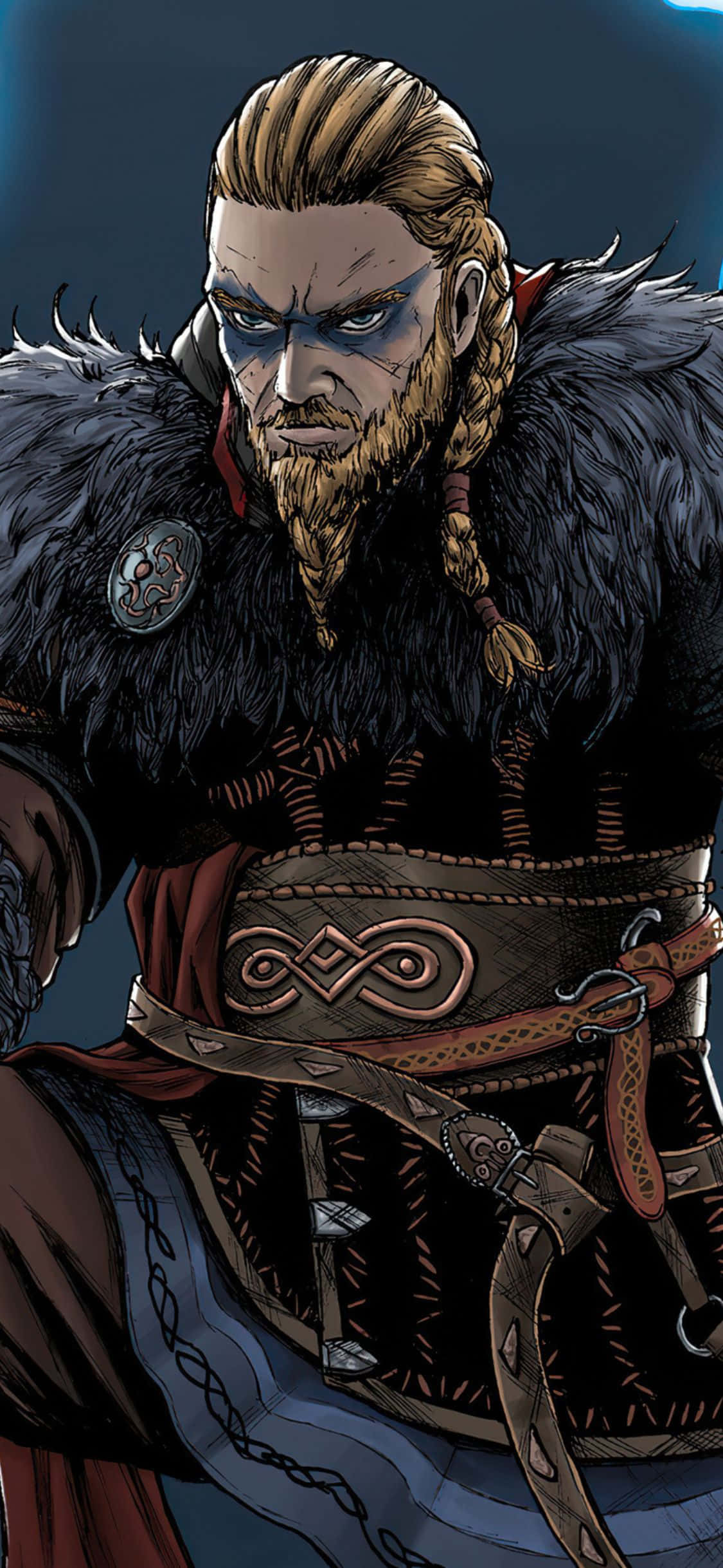 Fondo de iPhone Xs Assassin's Creed Valhalla con dibujo fanart de Eivor Fondos de pantalla