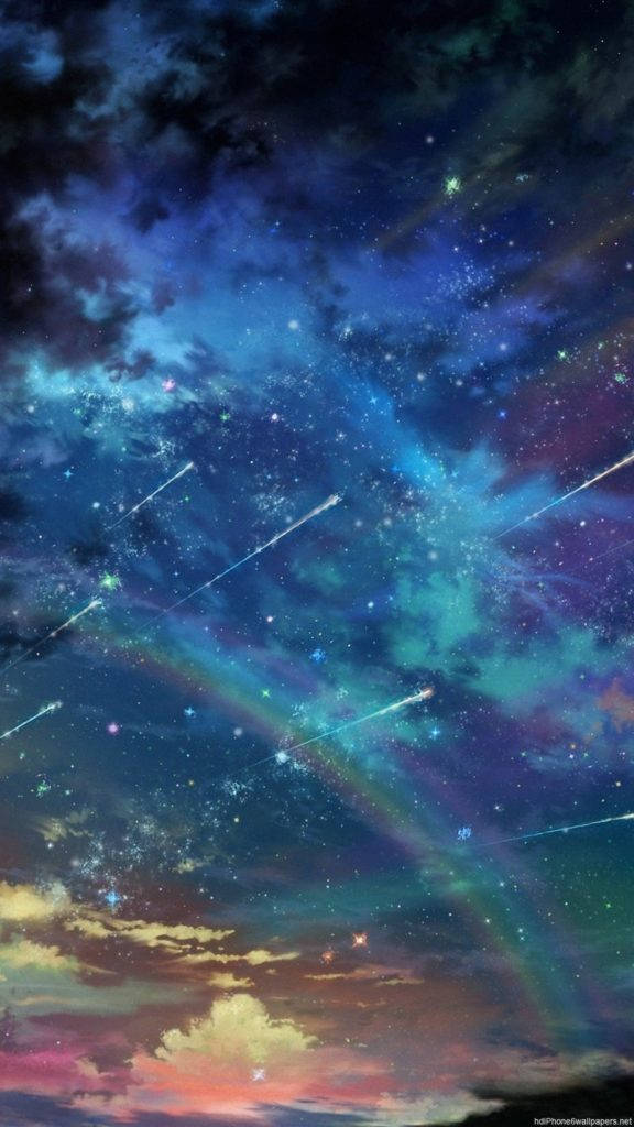 Fondo de iPhone Espacial con Arcoíris y Estrellas Fugaces Fondos de pantalla