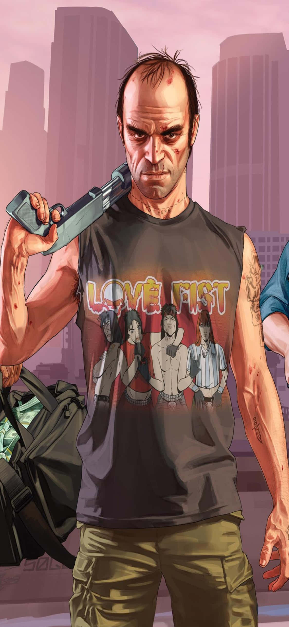 Fondo para iPhone X de Grand Theft Auto V con Trevor y Arma Fondos de pantalla