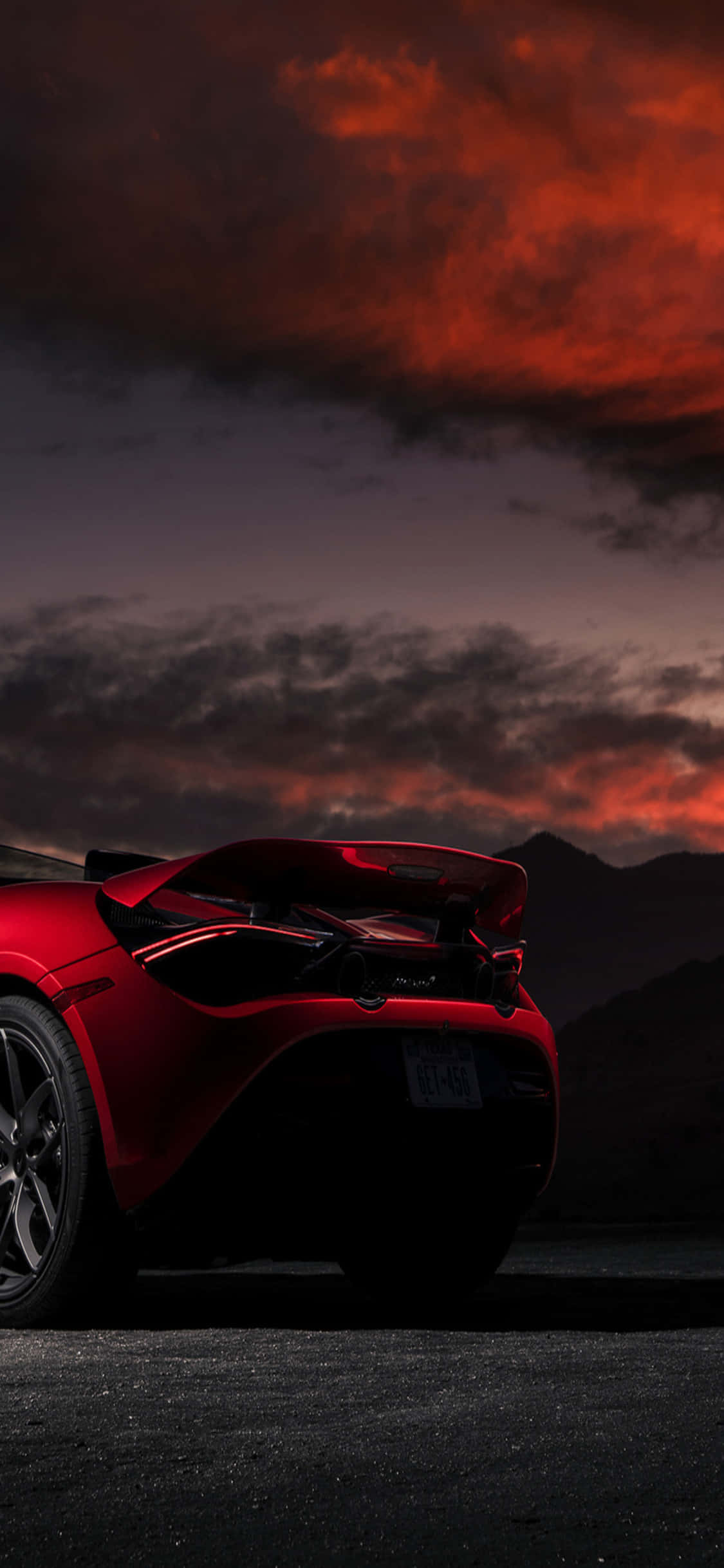 Fondo de iPhone X con McLaren 720s y Atardecer Rojo Fondos de pantalla