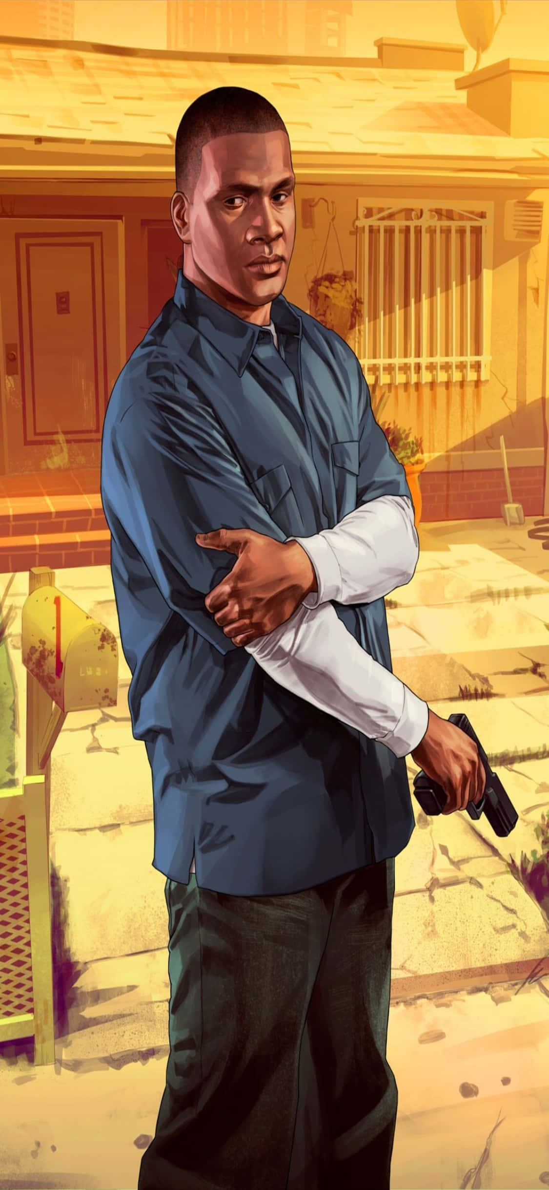 Fondo de iPhone X Grand Theft Auto V con Frank en manga larga Fondos de pantalla