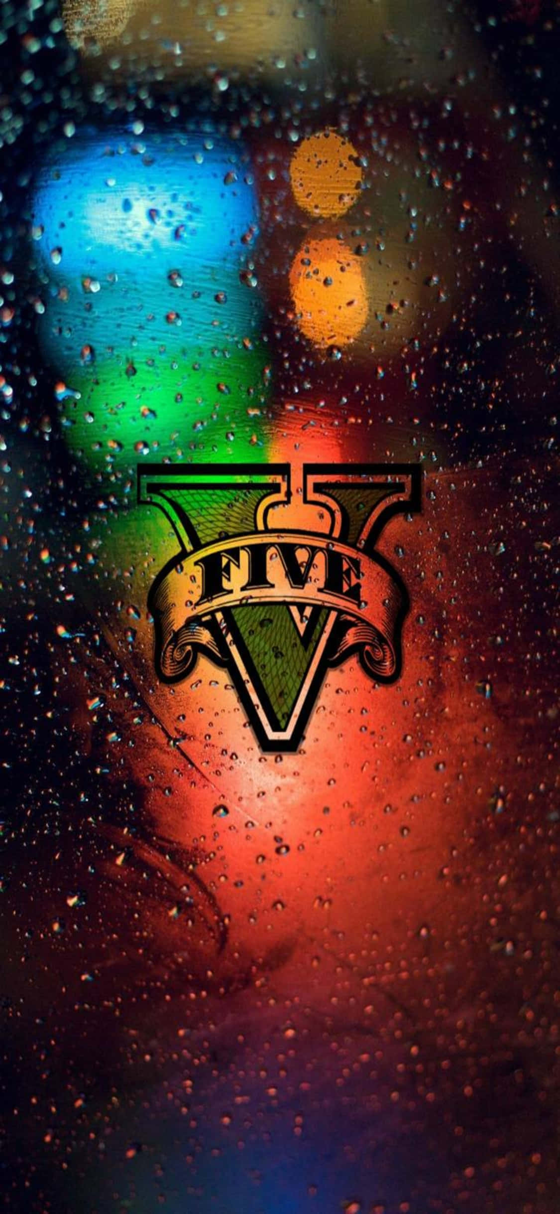 Fondo de iPhone X Grand Theft Auto V con logotipo en ventana Fondos de pantalla