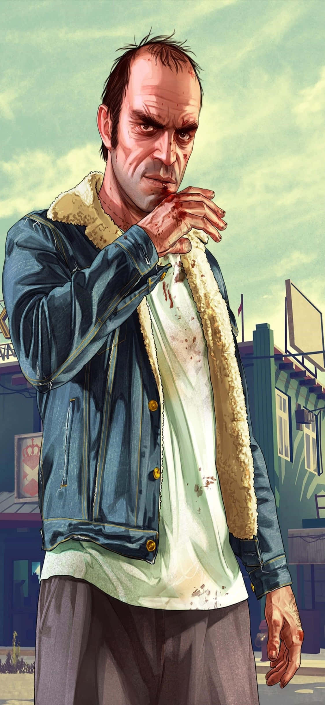 Fondo de iPhone X Grand Theft Auto V Trevor en mezclilla Fondos de pantalla