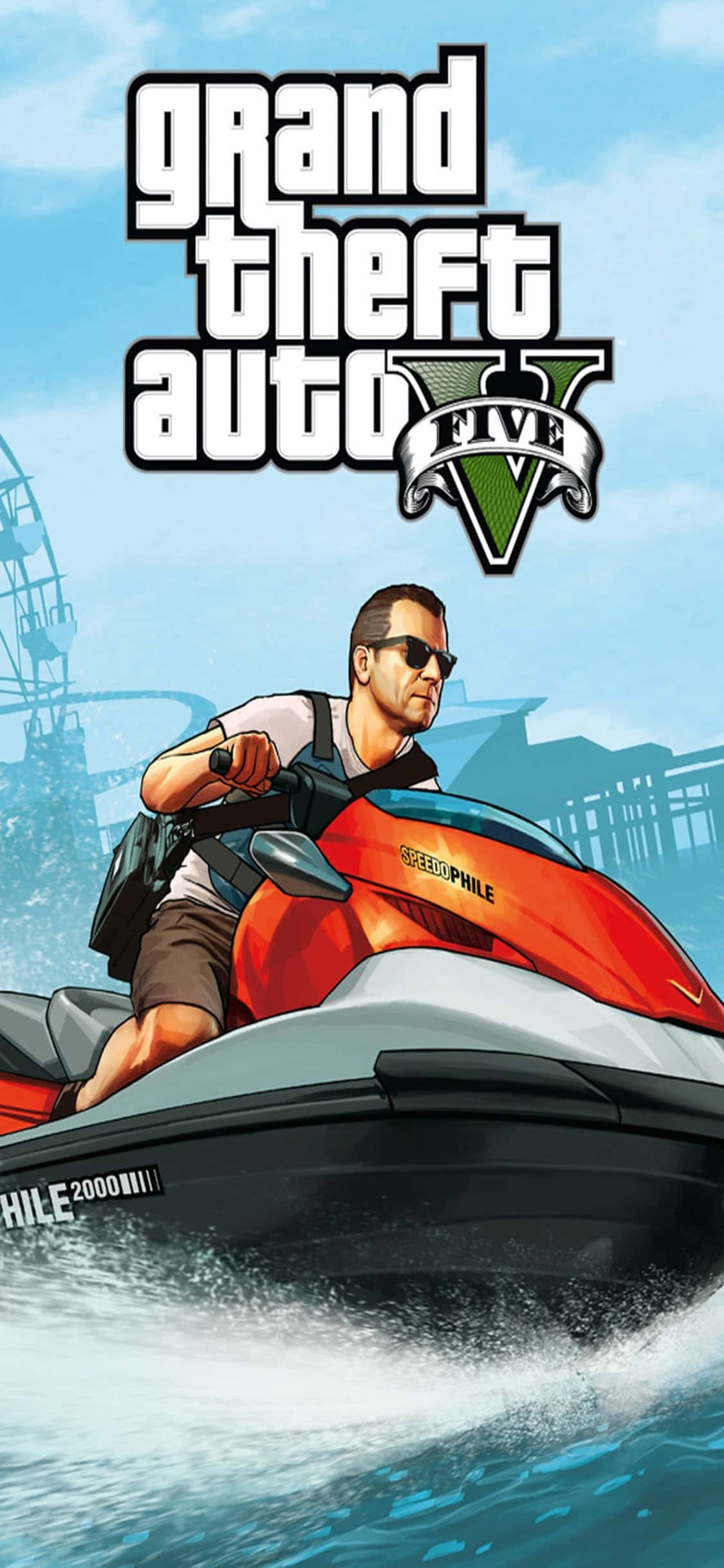 Fondo de iPhone X Grand Theft Auto V y Moto Acuática Fondos de pantalla