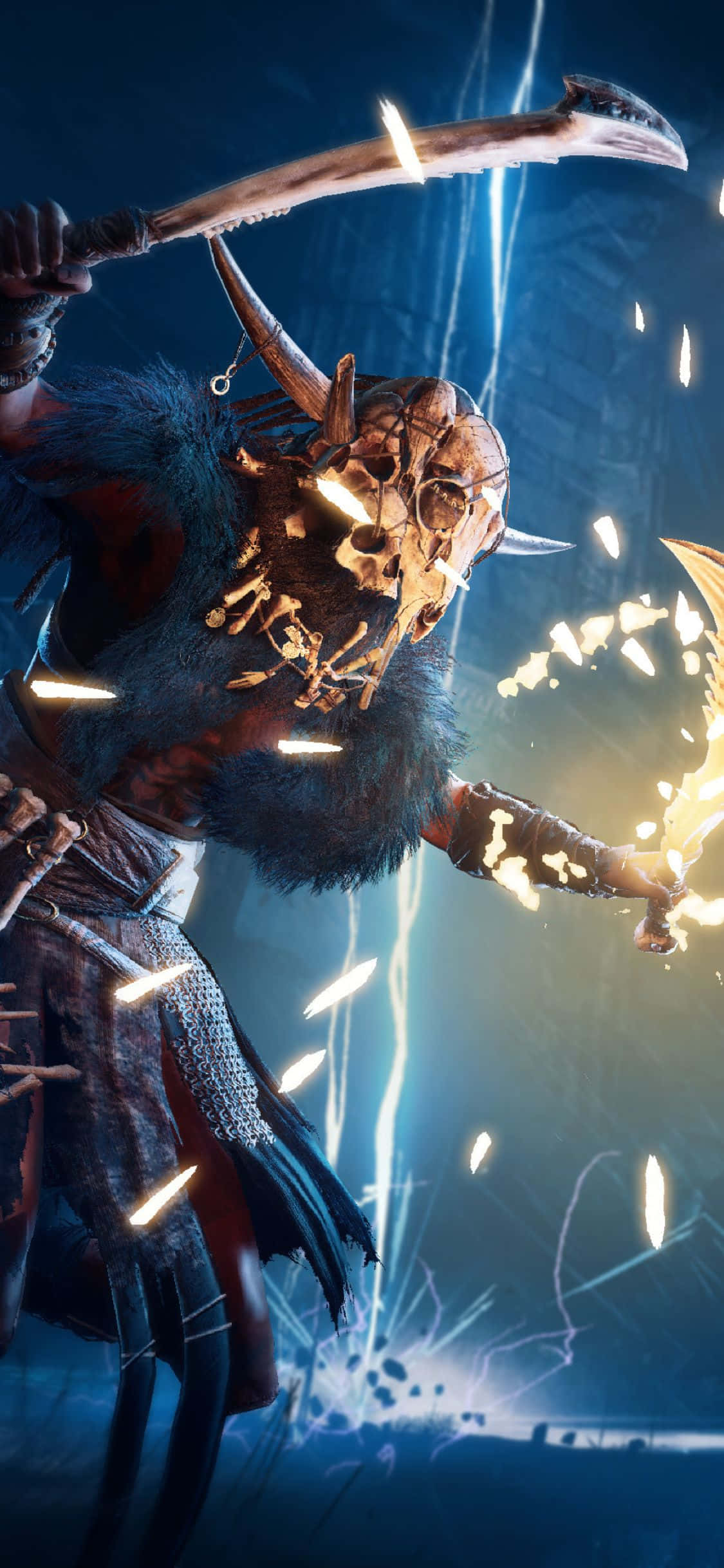 Fondo de iPhone Xs Assassin's Creed Valhalla con el monstruo Berkelow Fondos de pantalla