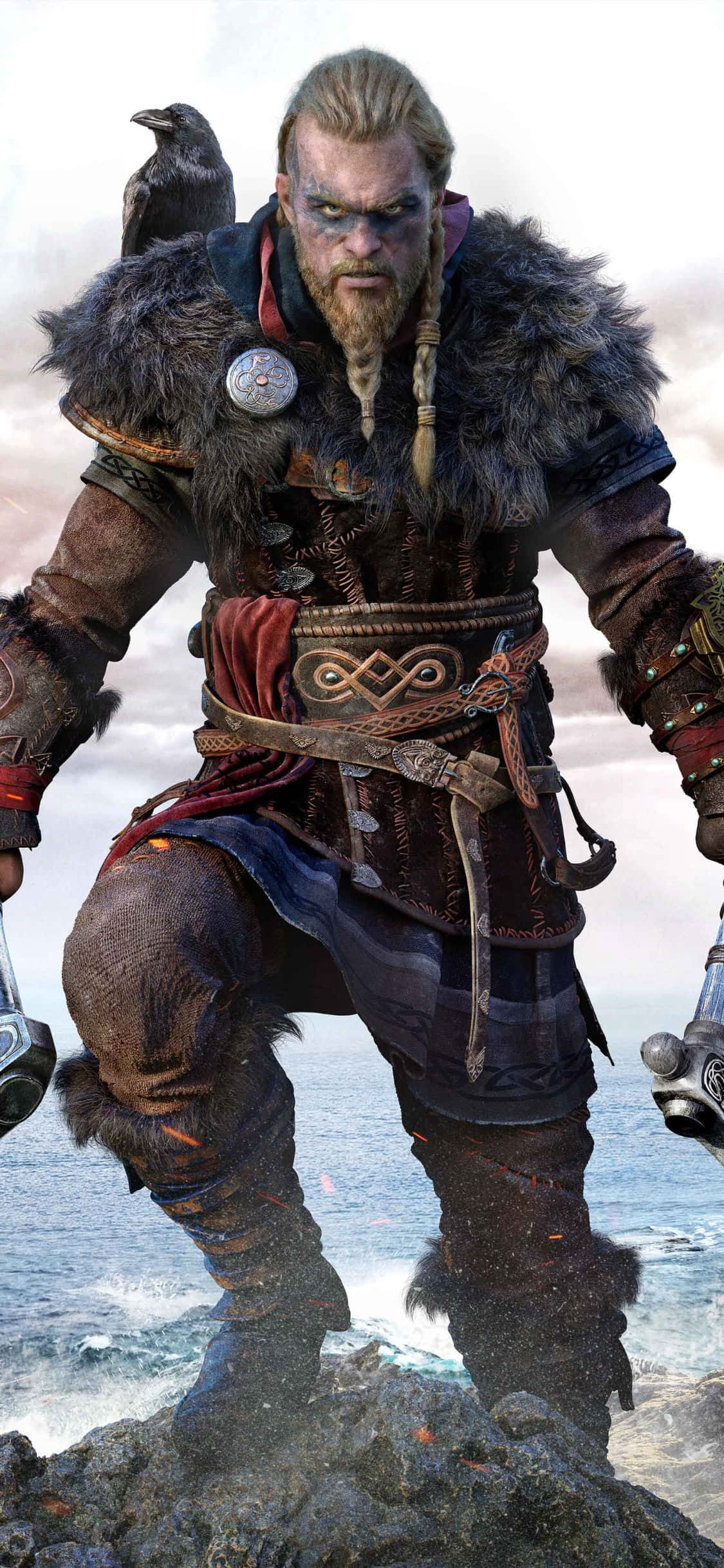 Fondo de iPhone Xs Assassin's Creed Valhalla Eivor en la Cima de una Colina Fondos de pantalla