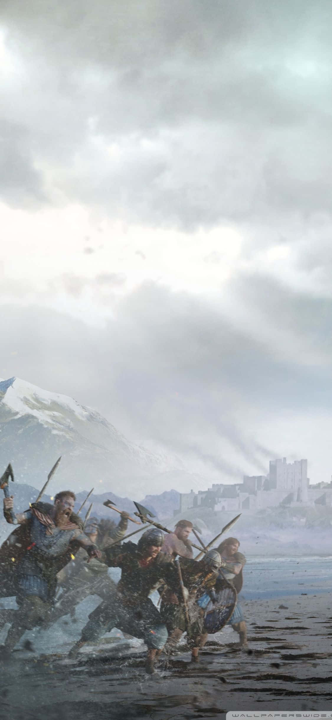 Fondo de iPhone Xs Assassin's Creed Valhalla Ejército Vikingo Atacando Fondos de pantalla