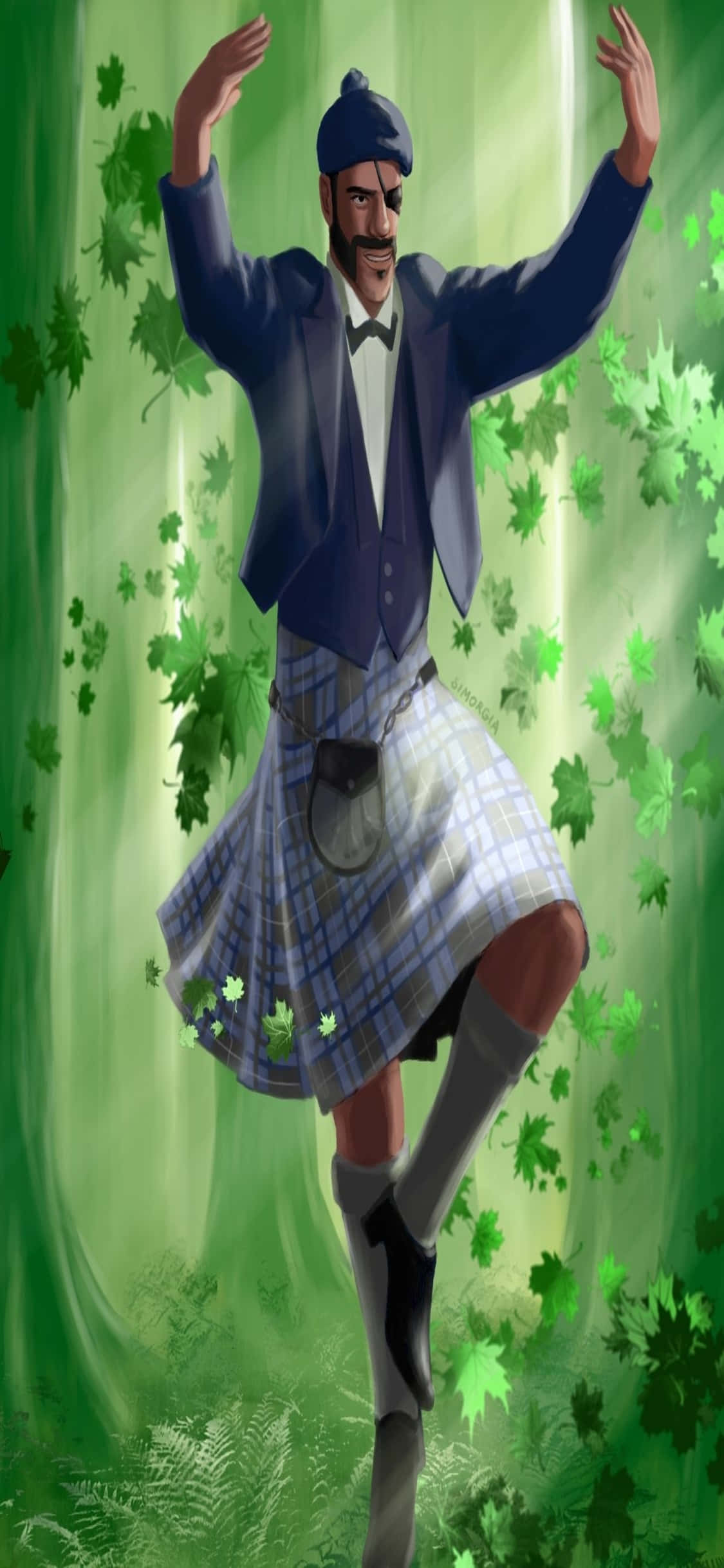 Fondo de iPhone Xs con Demoman con falda de TF2 Fondos de pantalla