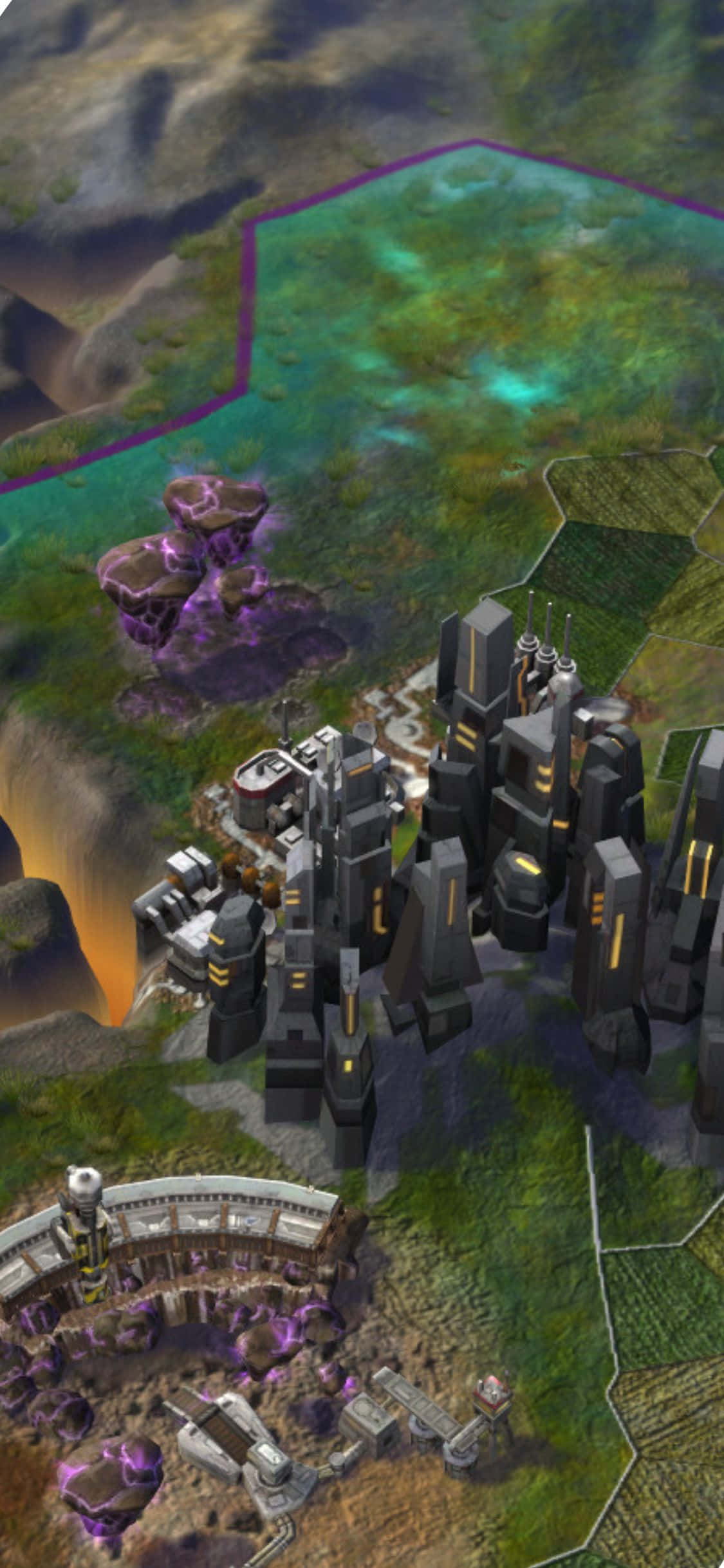 Fondo de iPhone XS con la vista aérea del mapa de Civilization: Beyond Earth Fondos de pantalla