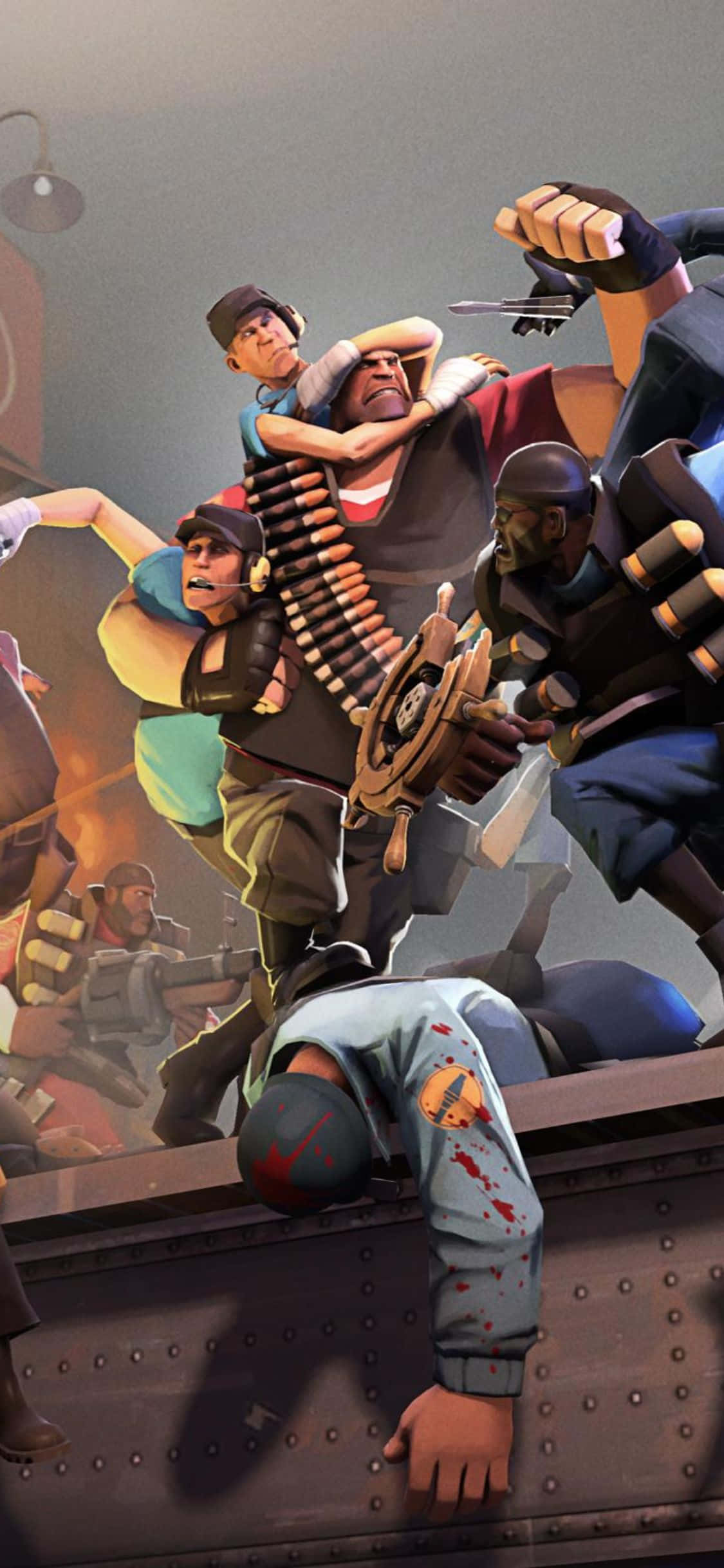 Fondo de iPhone XS de los Personajes de Team Fortress 2 en Disturbio Fondos de pantalla