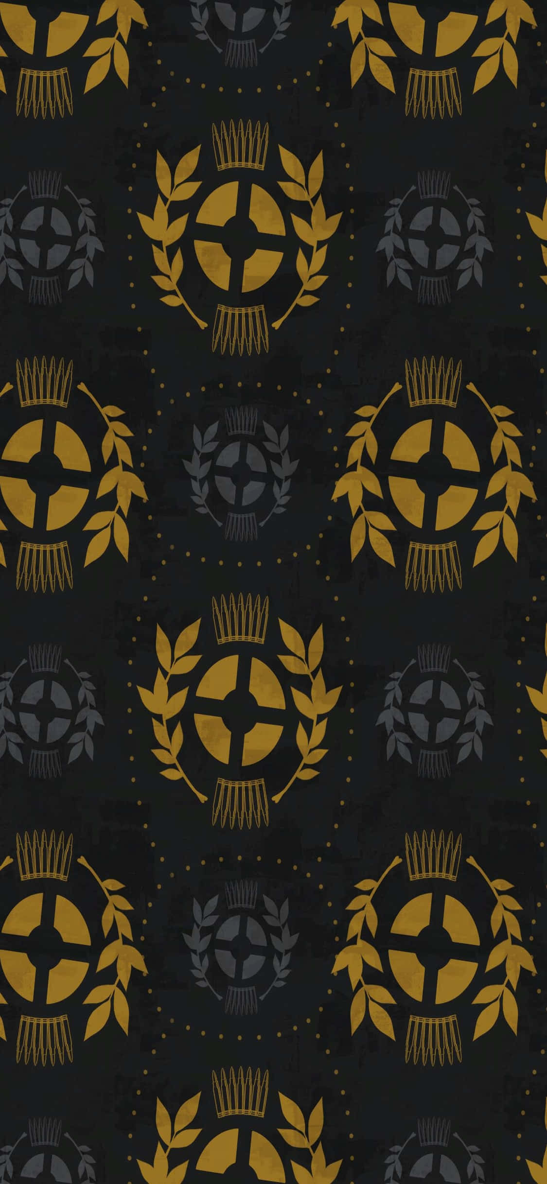 Fondo de iPhone XS de TF2 con Logo de Rango en Patrón Dorado Fondos de pantalla