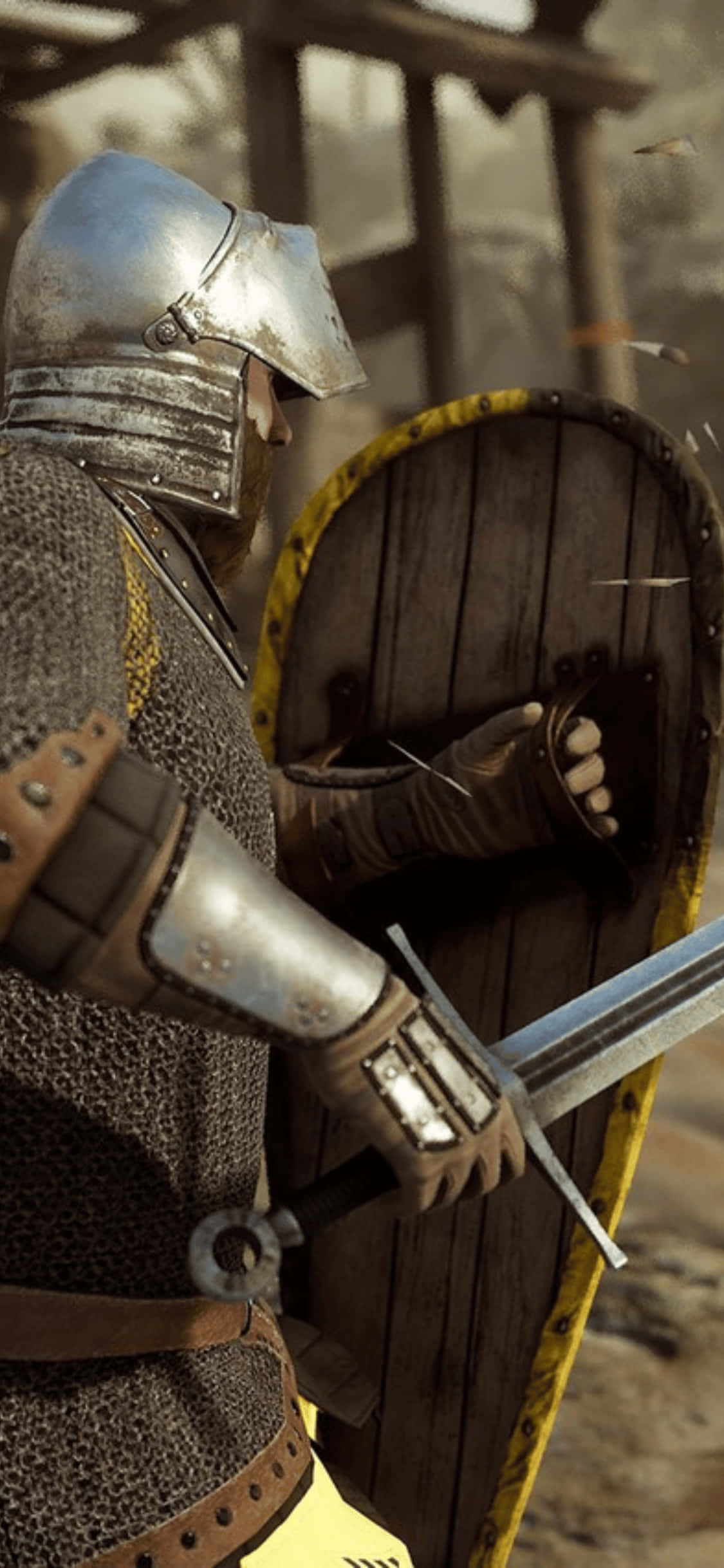 Fondo de iPhone Xs Mordhau con Espada y Escudo Fondos de pantalla
