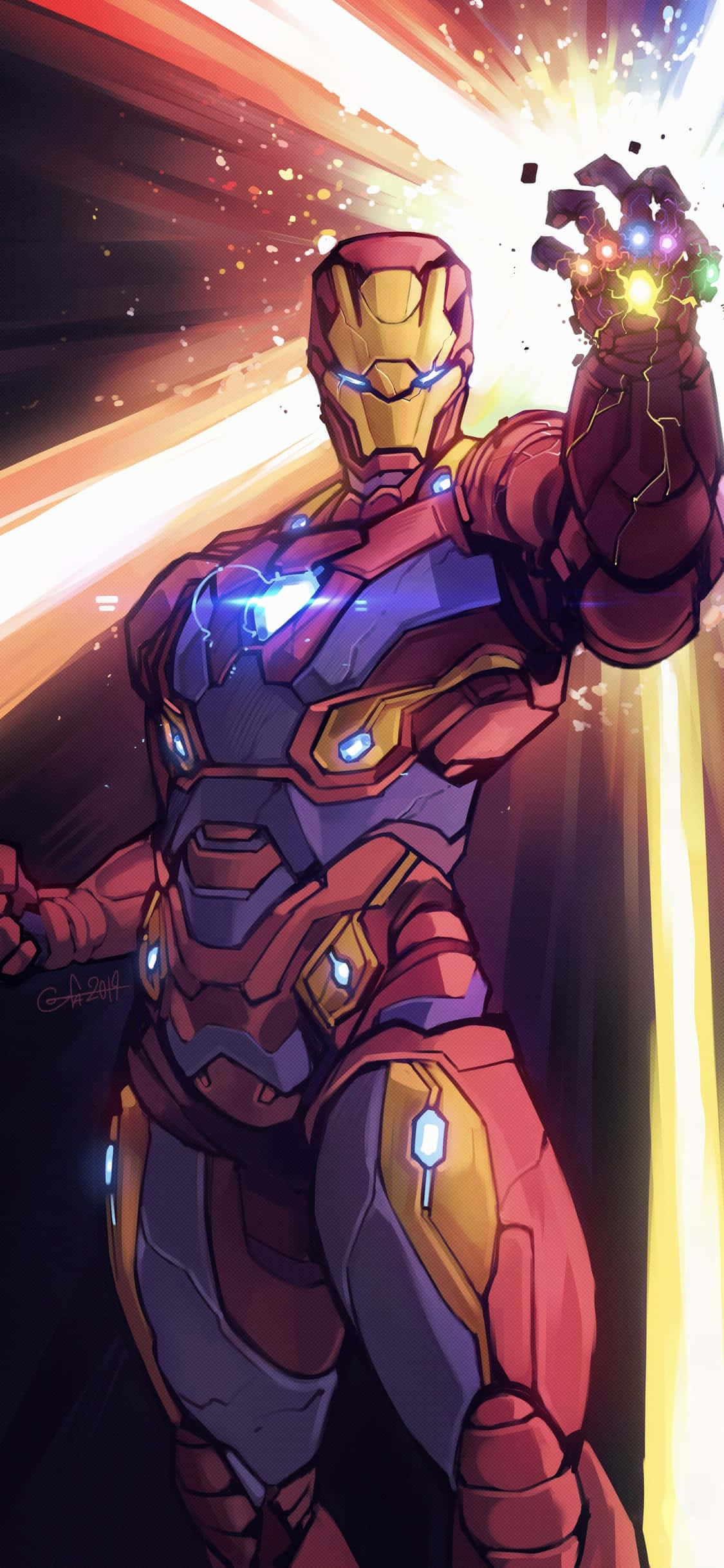 Fondo de Iron Man con Gemas del Infinito para iPhone X Fondos de pantalla