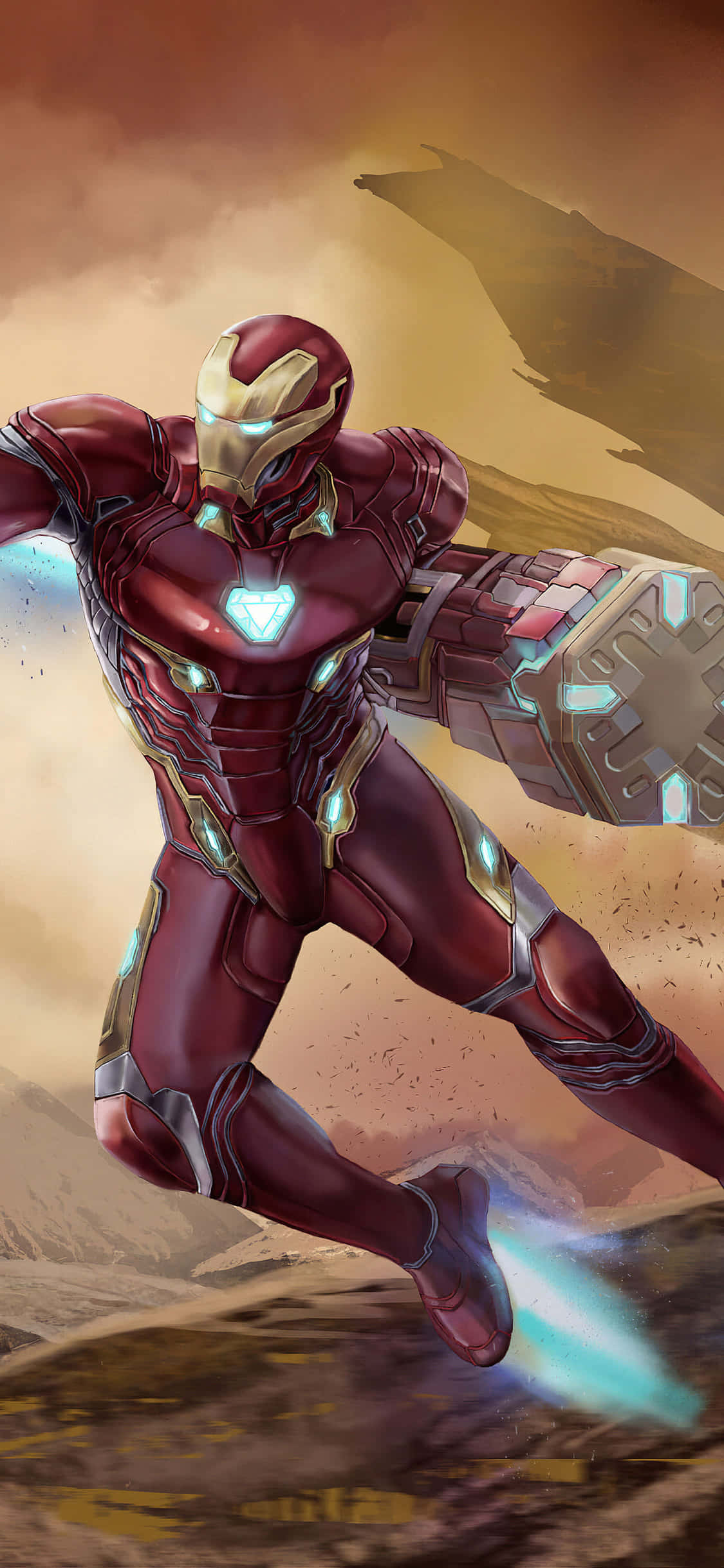 Fondo de Iron Man para iPhone X con Brazo de Martillo Fondos de pantalla
