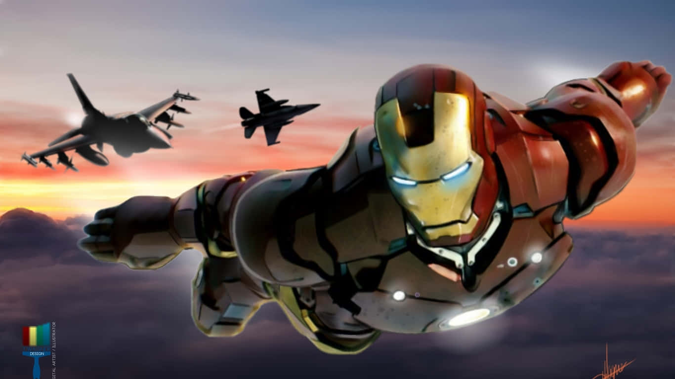 Fondo de Jumbo Jets 1366x768 con Iron Man Fondos de pantalla