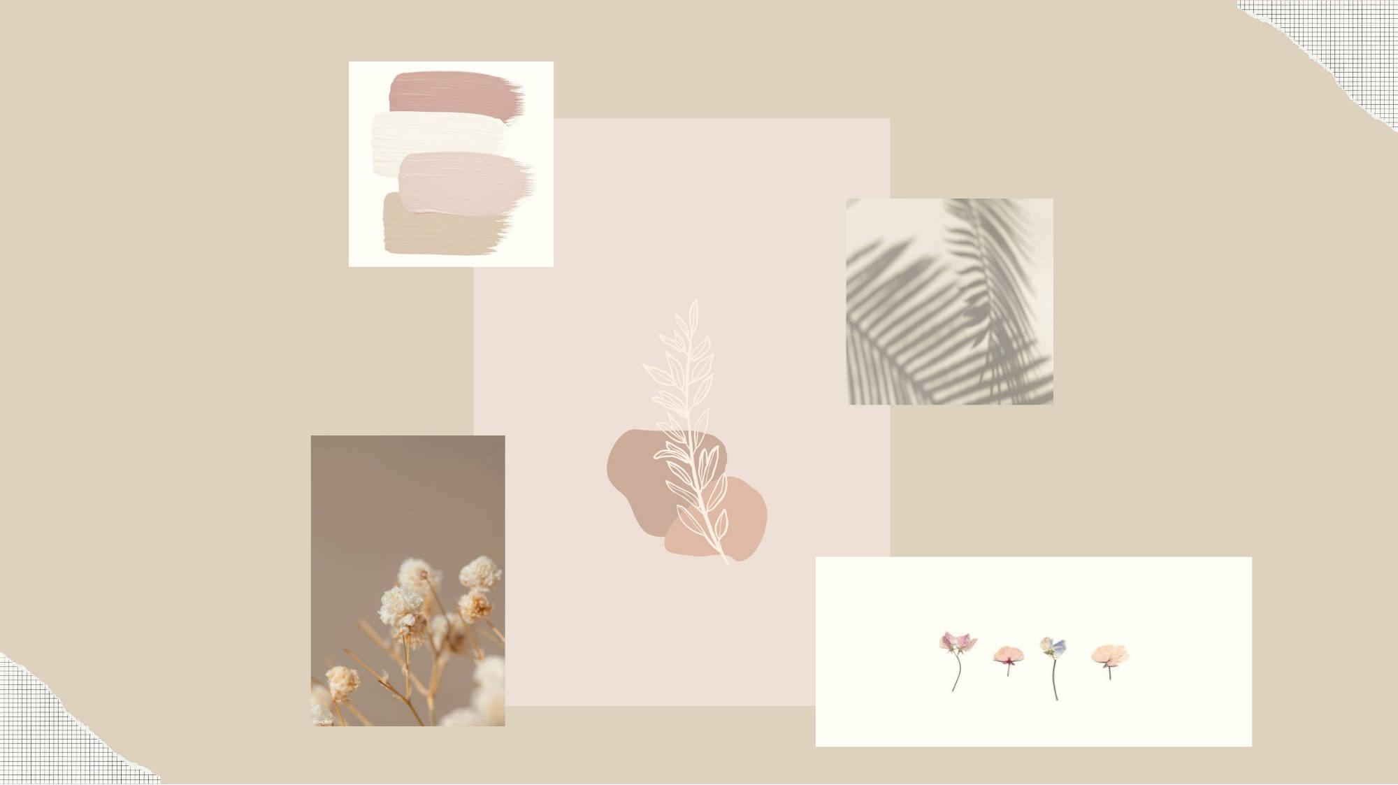 Fondo de laptop beige con hojas Fondos de pantalla