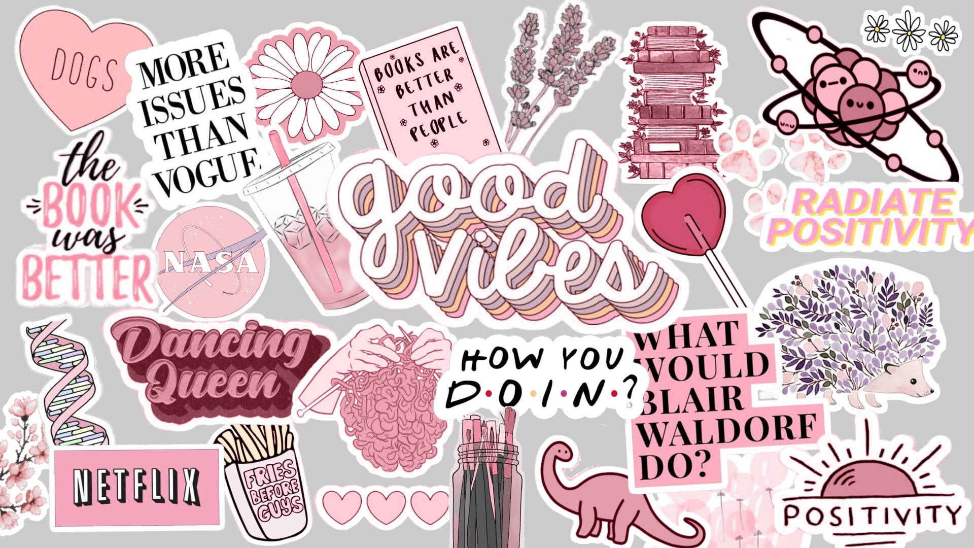 Fondo de laptop con collage de stickers de Pinterest Fondos de pantalla