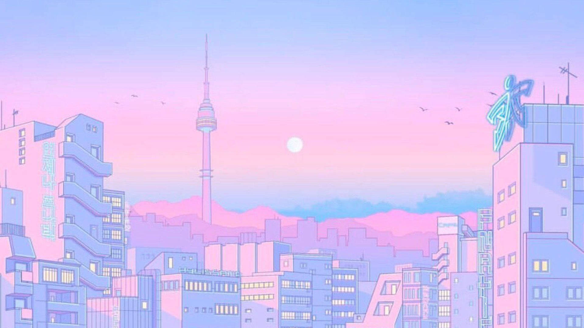 Horizonte rosa pastel estético para laptop Tumblr