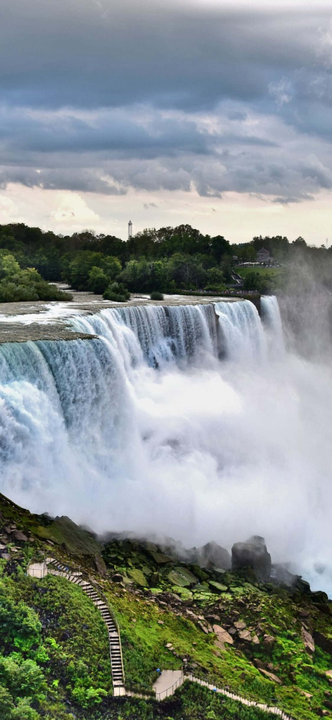 Fondo de las Cataratas del Niágara con Cielo Nublado para iPhone X Fondos de pantalla
