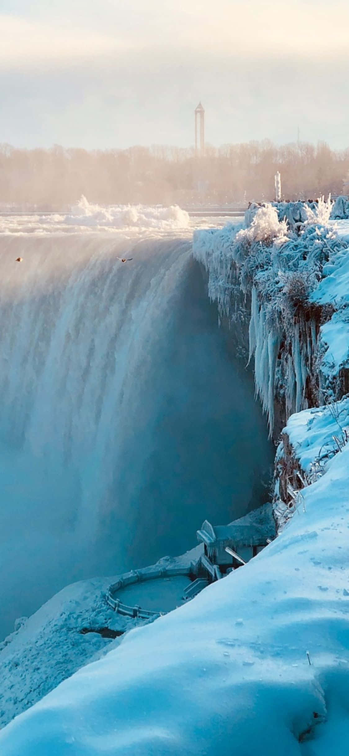 Fondo de las Cataratas del Niágara en invierno para iPhone X Fondos de pantalla